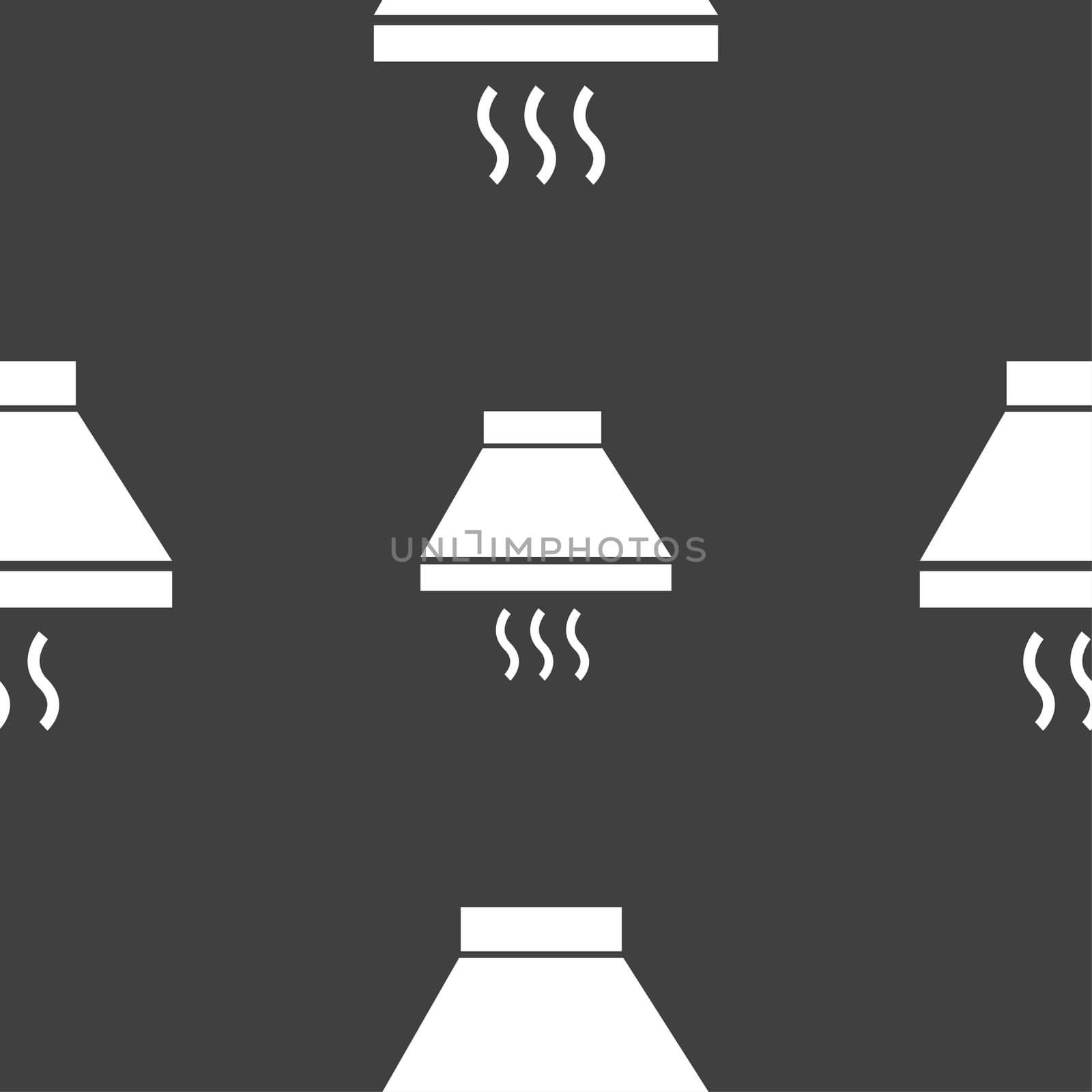 Kitchen hood icon sign. Seamless pattern on a gray background. illustration