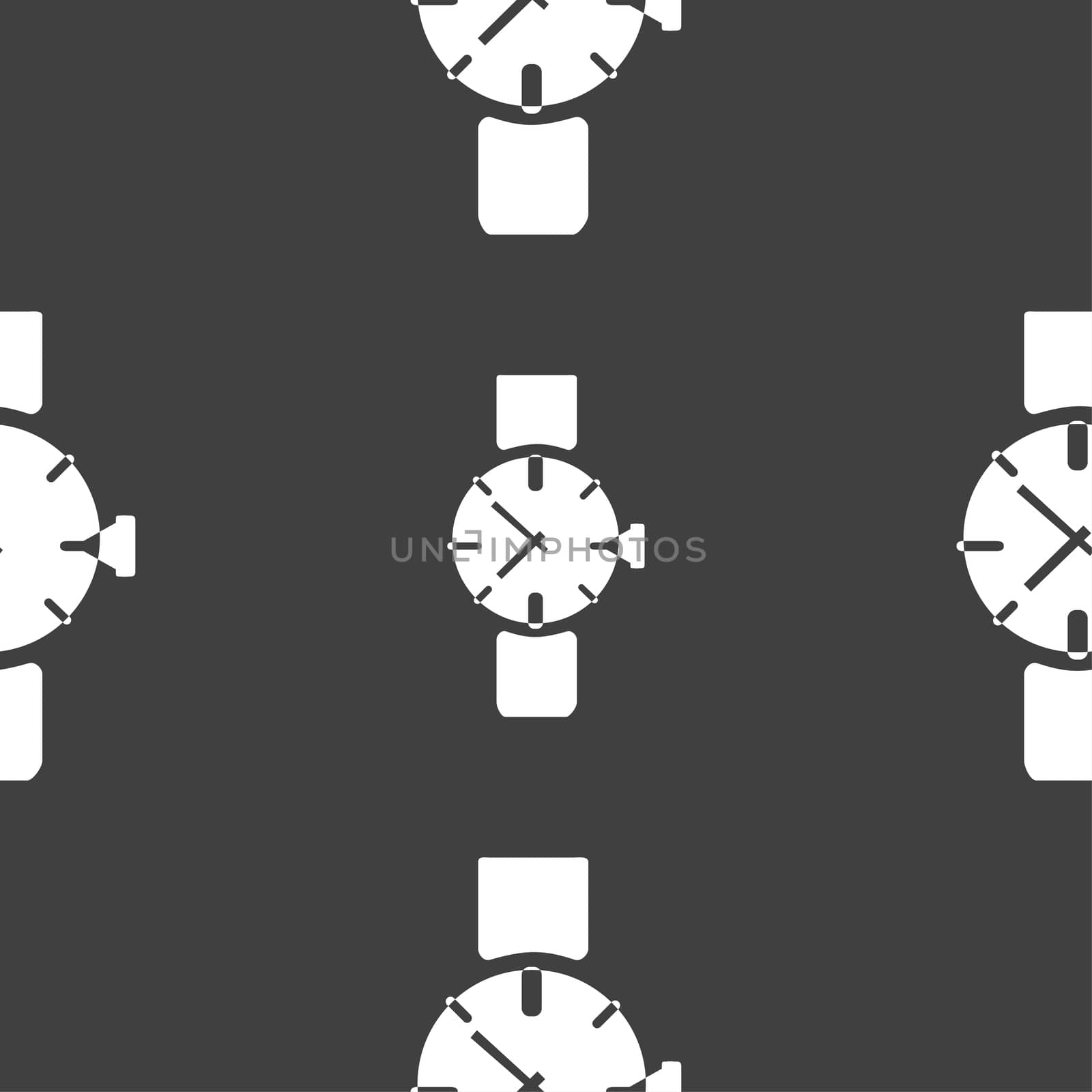 watches icon symbol . Seamless pattern on a gray background. illustration