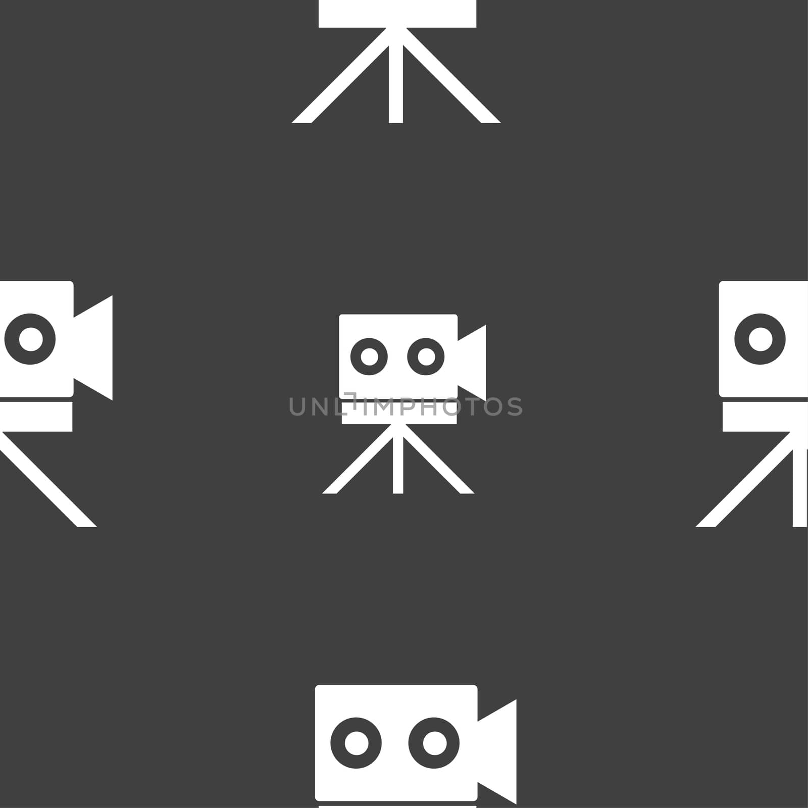 Video camera sign icon.content button. Seamless pattern on a gray background. illustration