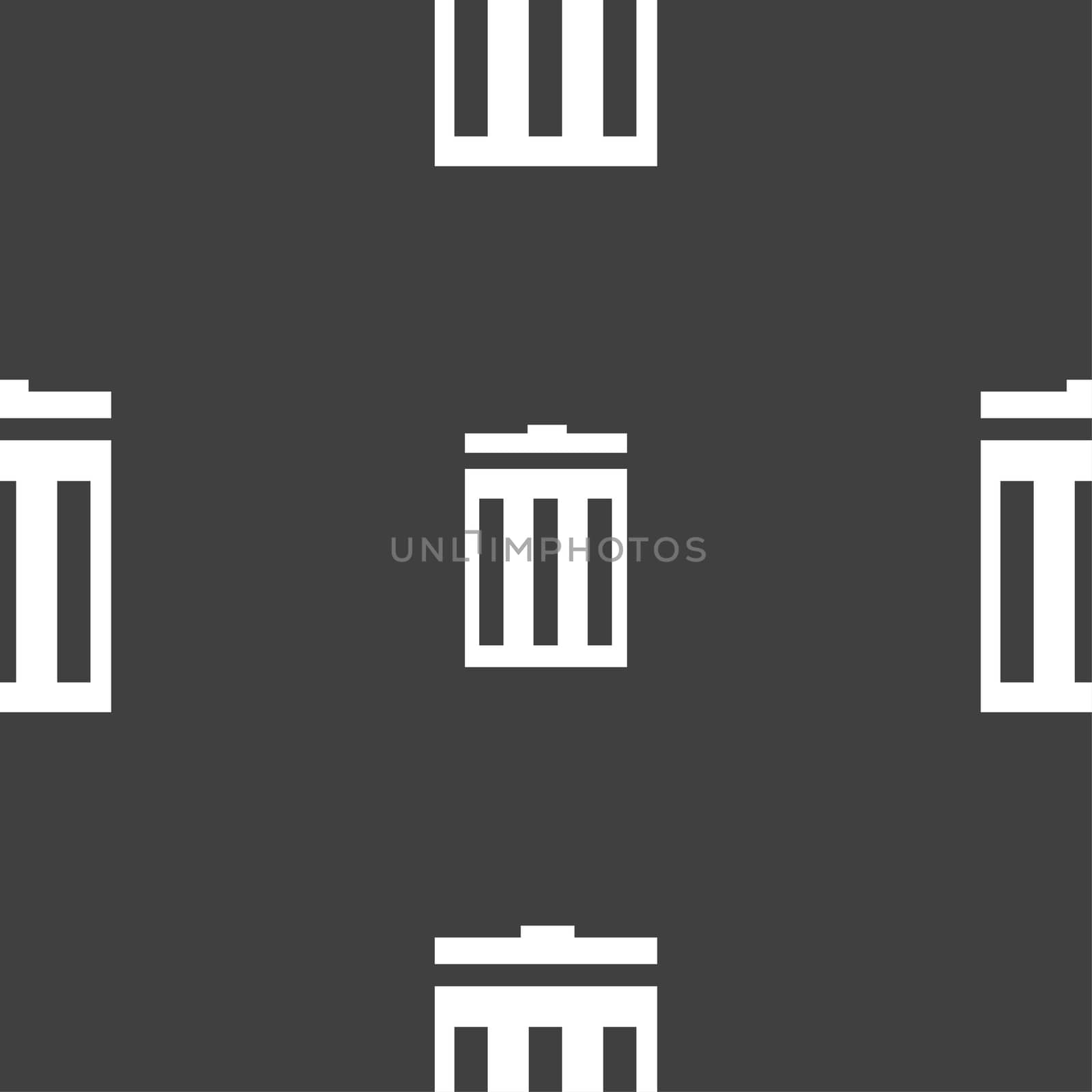 Recycle bin sign icon. Symbol. Seamless pattern on a gray background.  by serhii_lohvyniuk