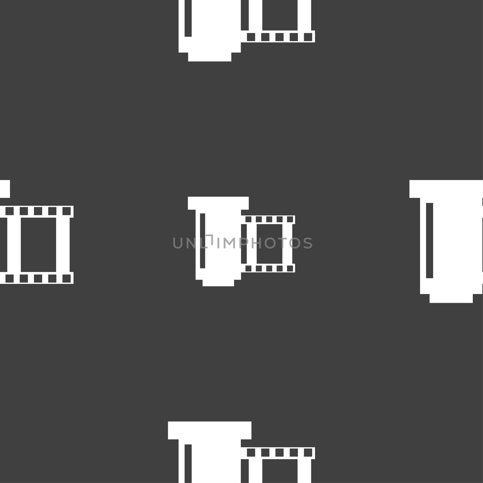 negative films icon symbol. Seamless pattern on a gray background.  by serhii_lohvyniuk