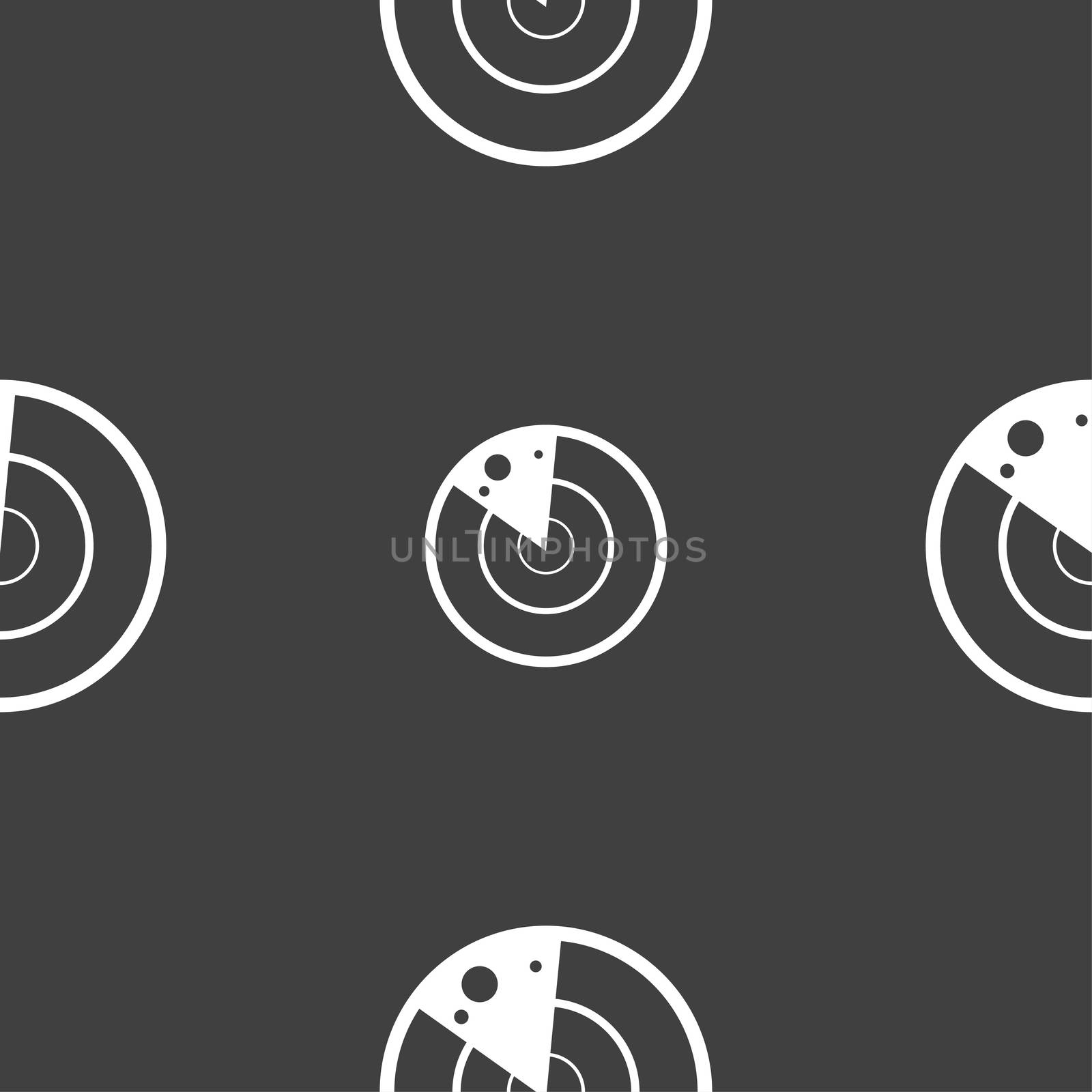 radar icon sign. Seamless pattern on a gray background. illustration