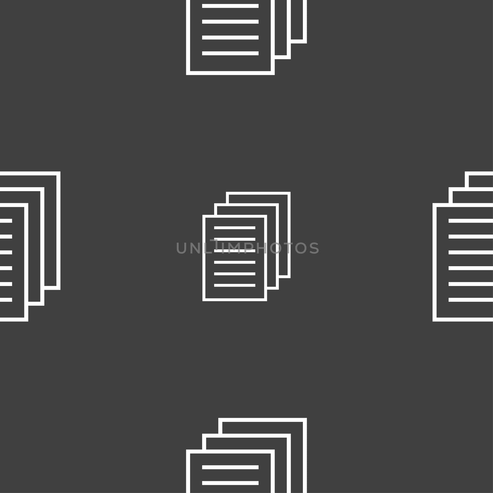 Copy file sign icon. Duplicate document symbol. Seamless pattern on a gray background. illustration