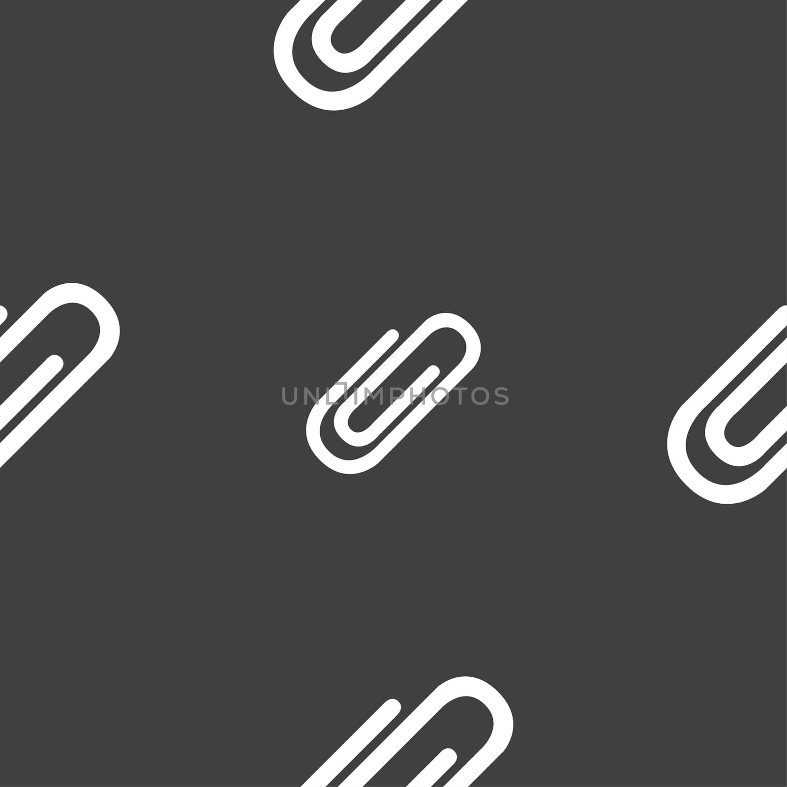Paper clip sign icon. Clip symbol. Seamless pattern on a gray background.  by serhii_lohvyniuk