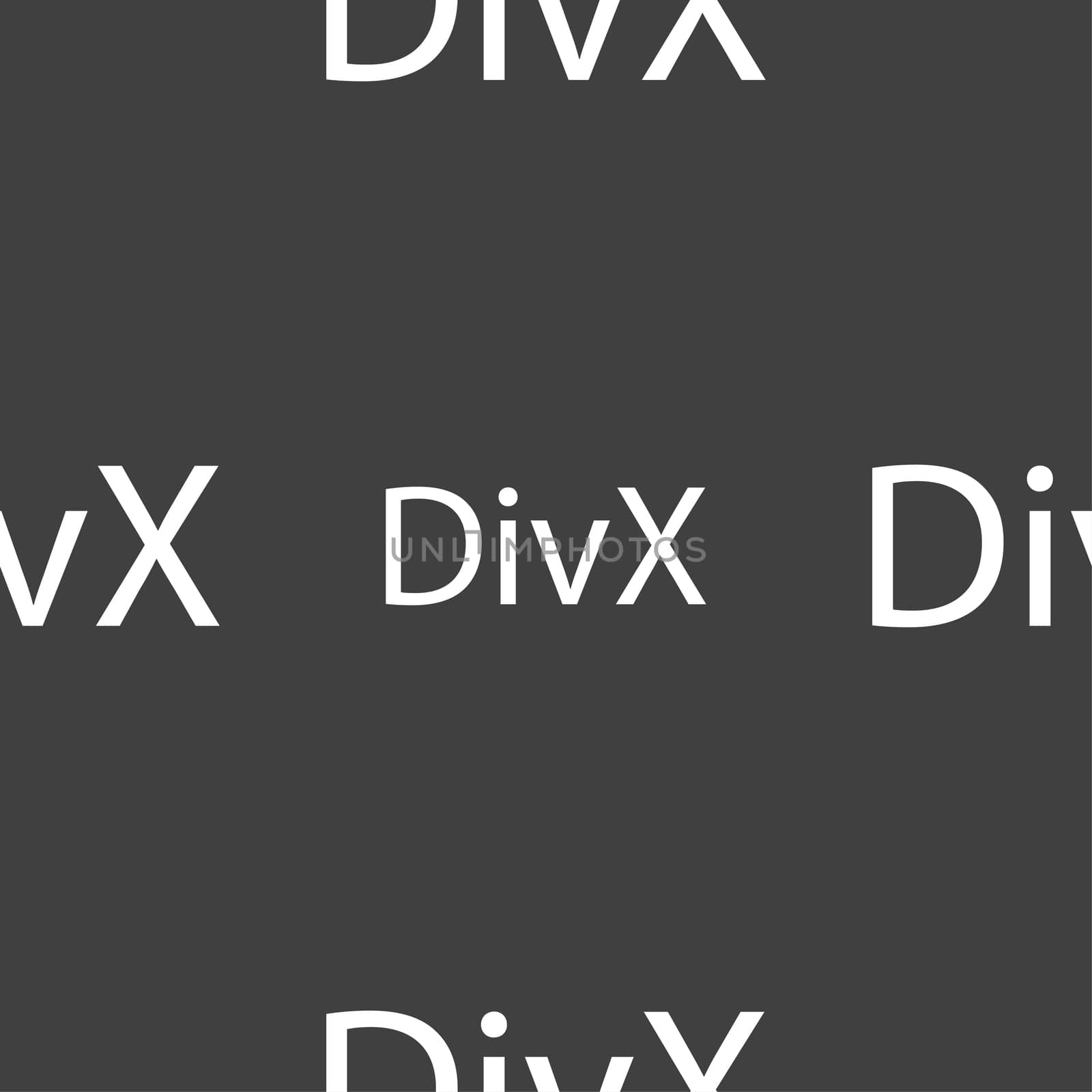 DivX video format sign icon. symbol. Seamless pattern on a gray background. illustration