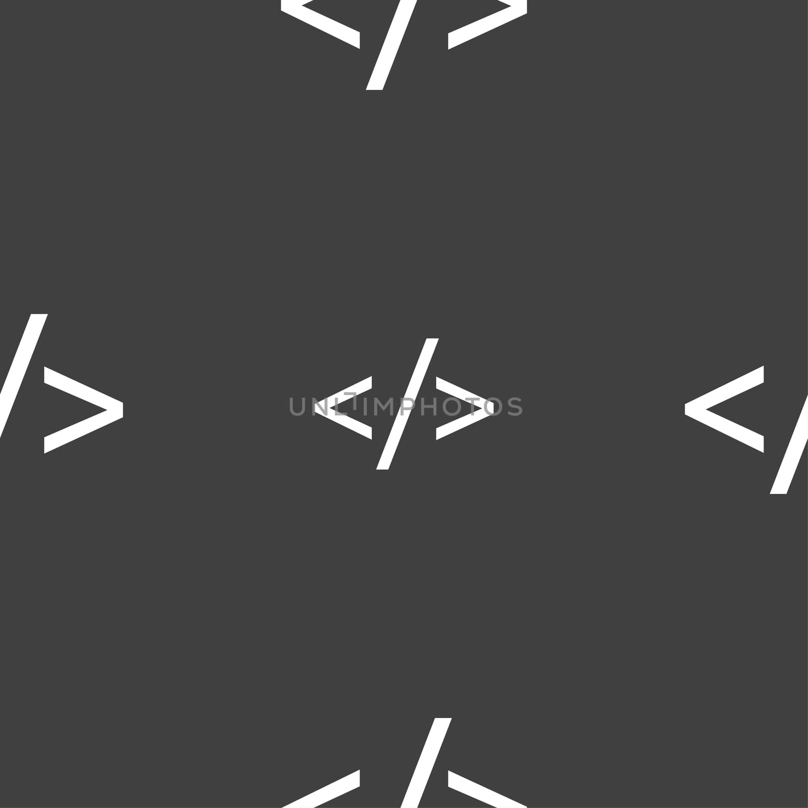 Code sign icon. Programming language symbol. Seamless pattern on a gray background.  by serhii_lohvyniuk