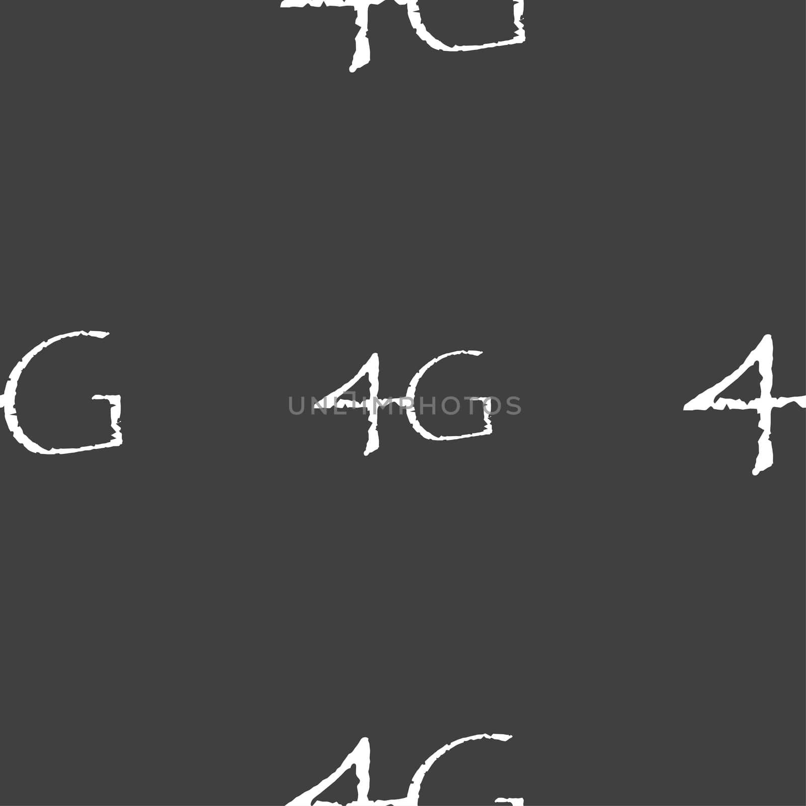 4G sign icon. Mobile telecommunications technology symbol. Seamless pattern on a gray background. illustration