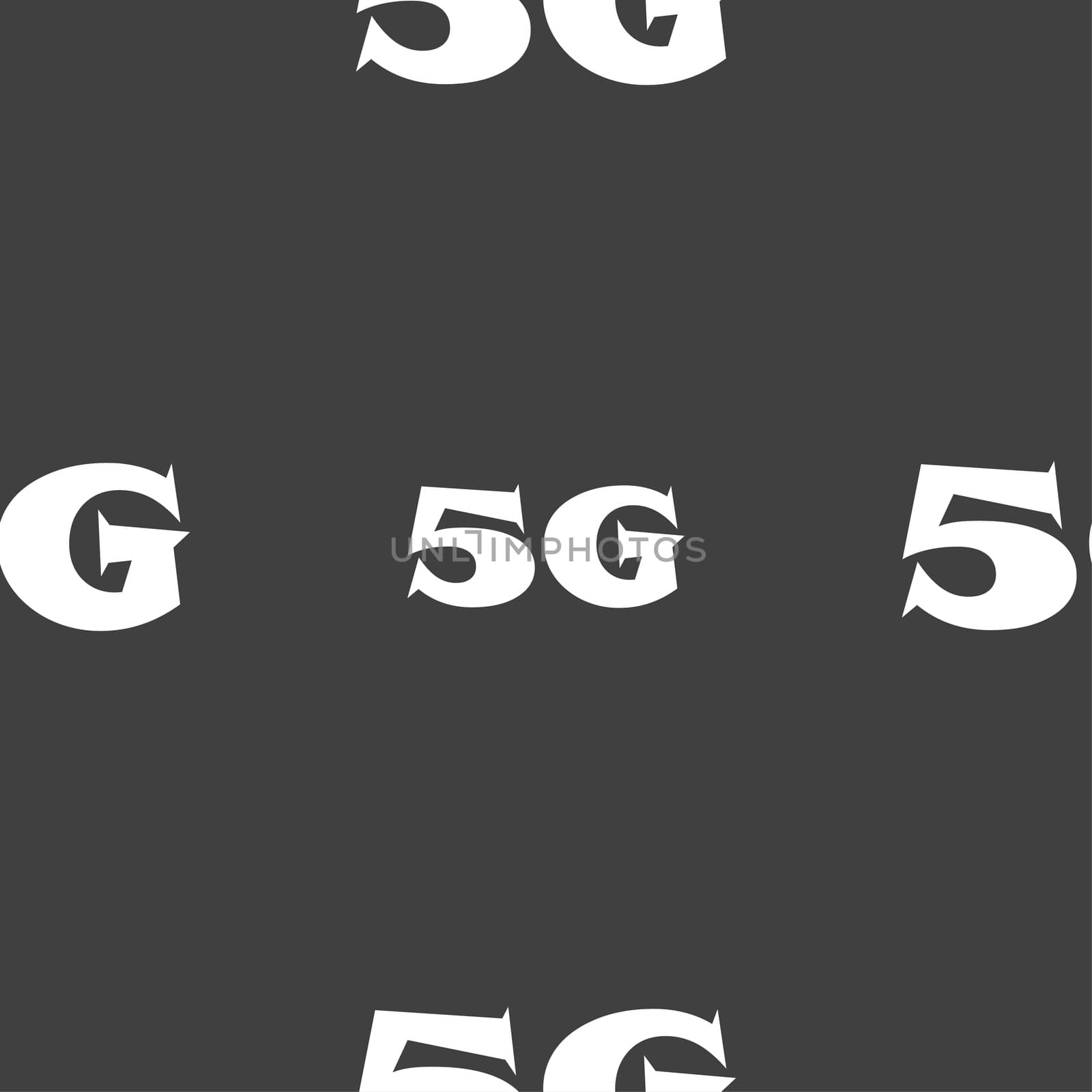 5G sign icon. Mobile telecommunications technology symbol. Seamless pattern on a gray background.  by serhii_lohvyniuk