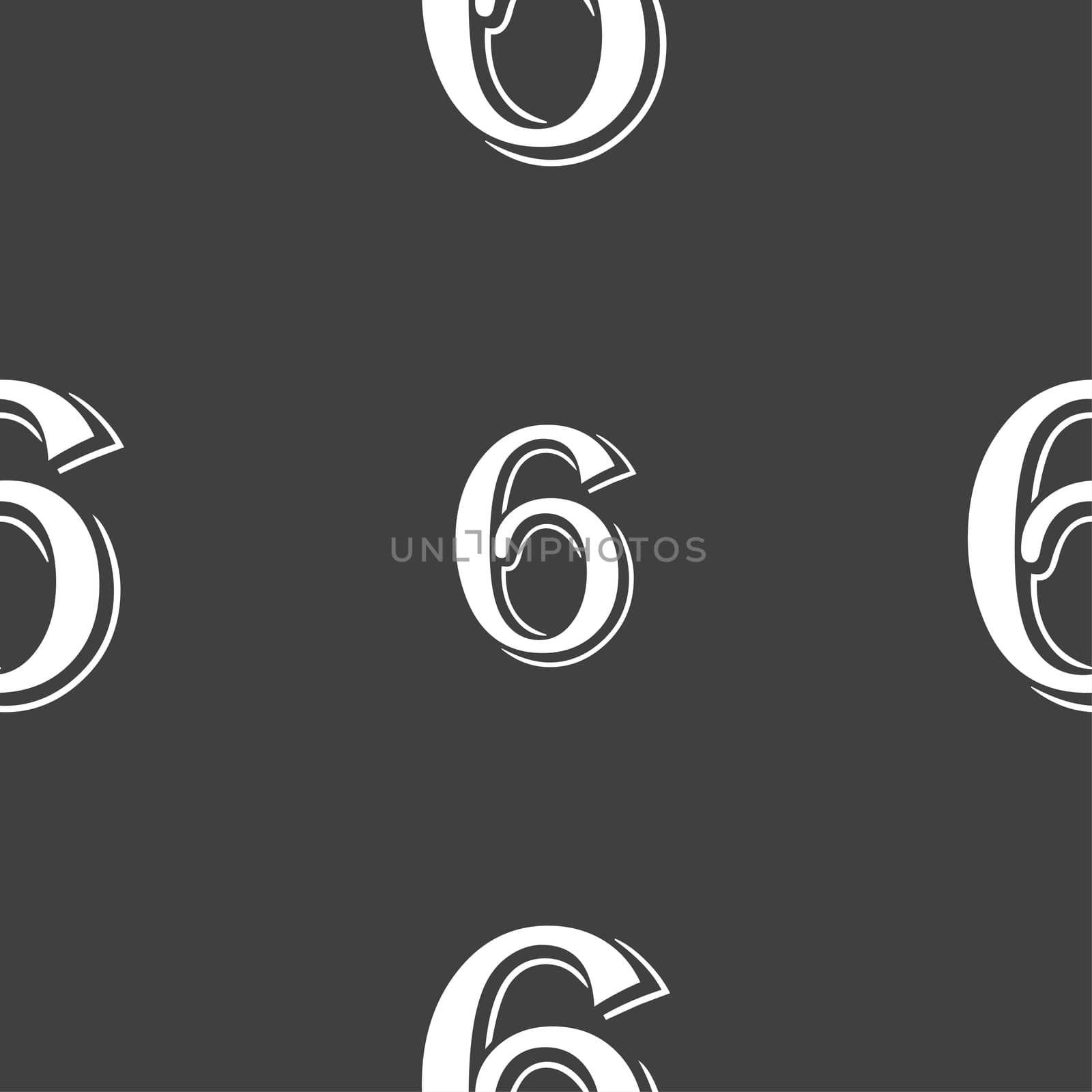 number six icon sign. Seamless pattern on a gray background.  by serhii_lohvyniuk