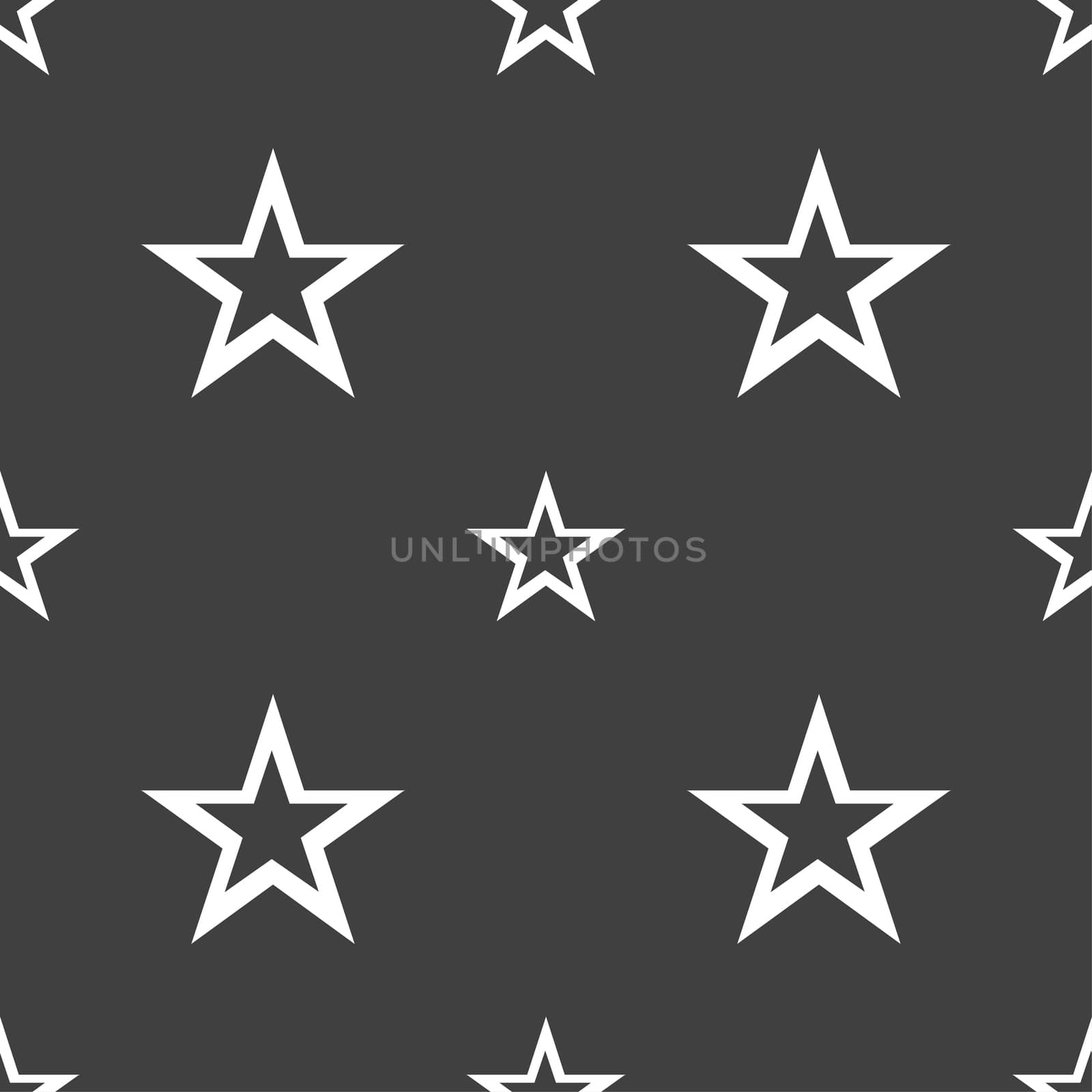 Star sign icon. Favorite button. Navigation symbol. Seamless pattern on a gray background. illustration