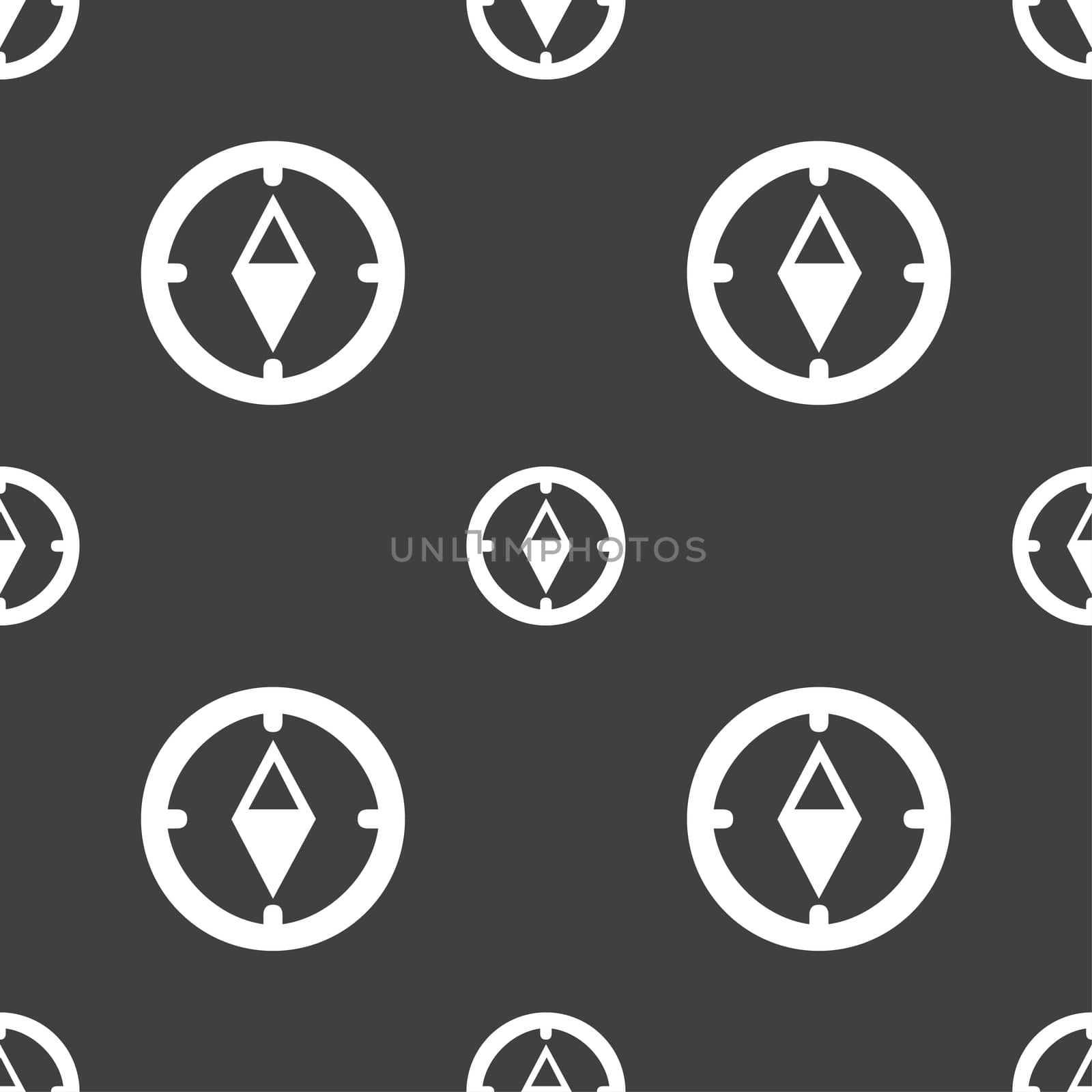 Compass sign icon. Windrose navigation symbol. Seamless pattern on a gray background.  by serhii_lohvyniuk