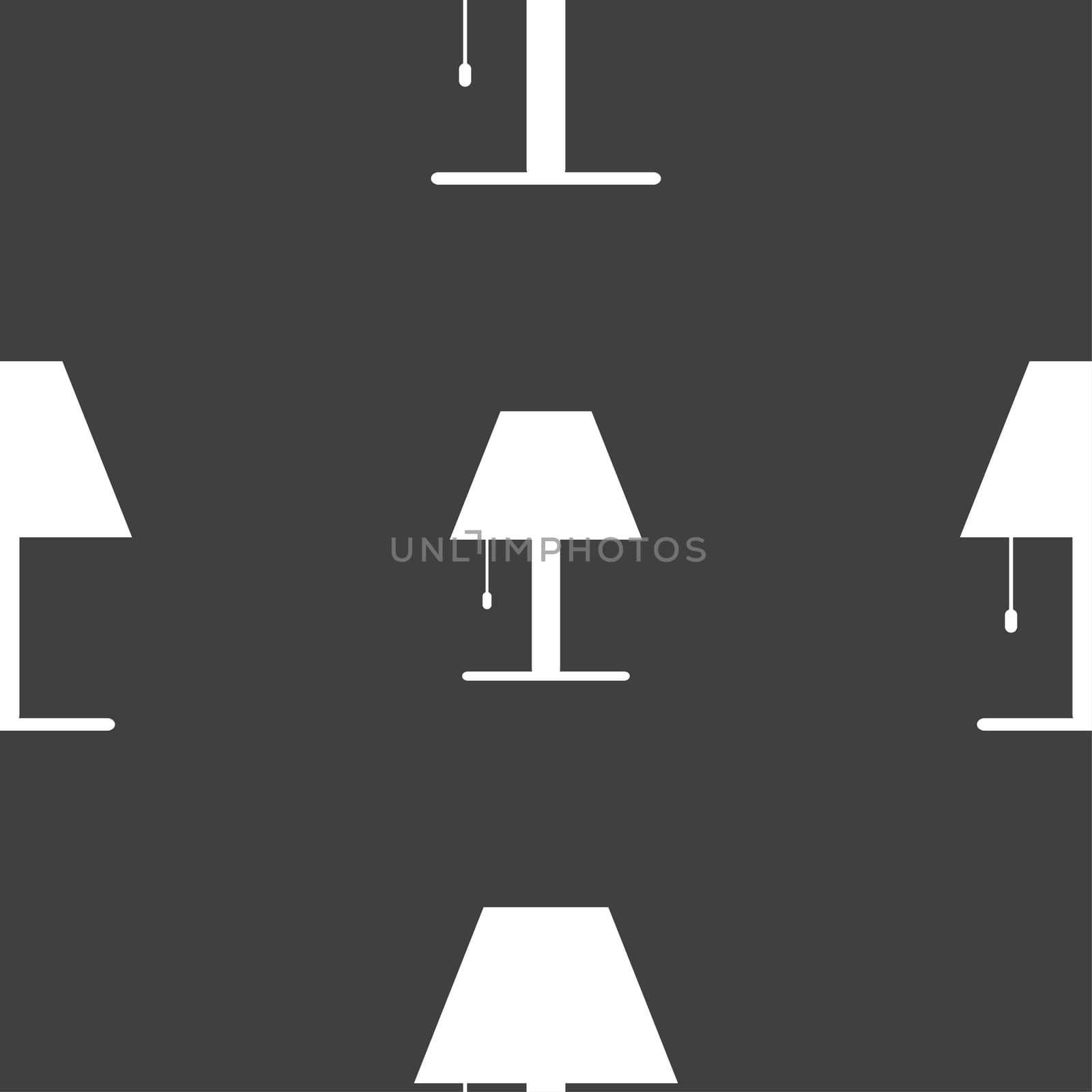 Lamp icon sign. Seamless pattern on a gray background.  by serhii_lohvyniuk