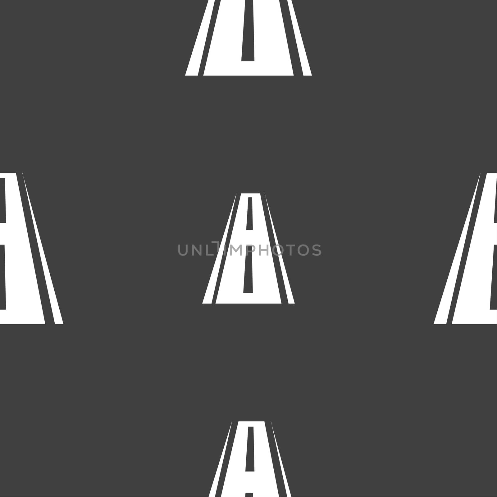 Road icon sign. Seamless pattern on a gray background.  by serhii_lohvyniuk