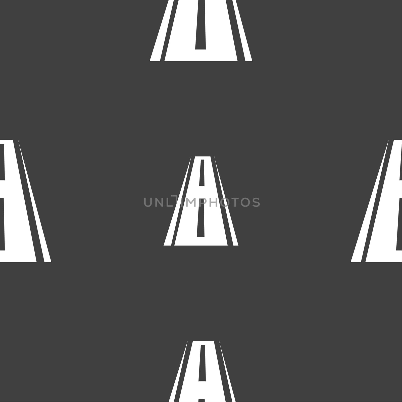 Road icon sign. Seamless pattern on a gray background. illustration