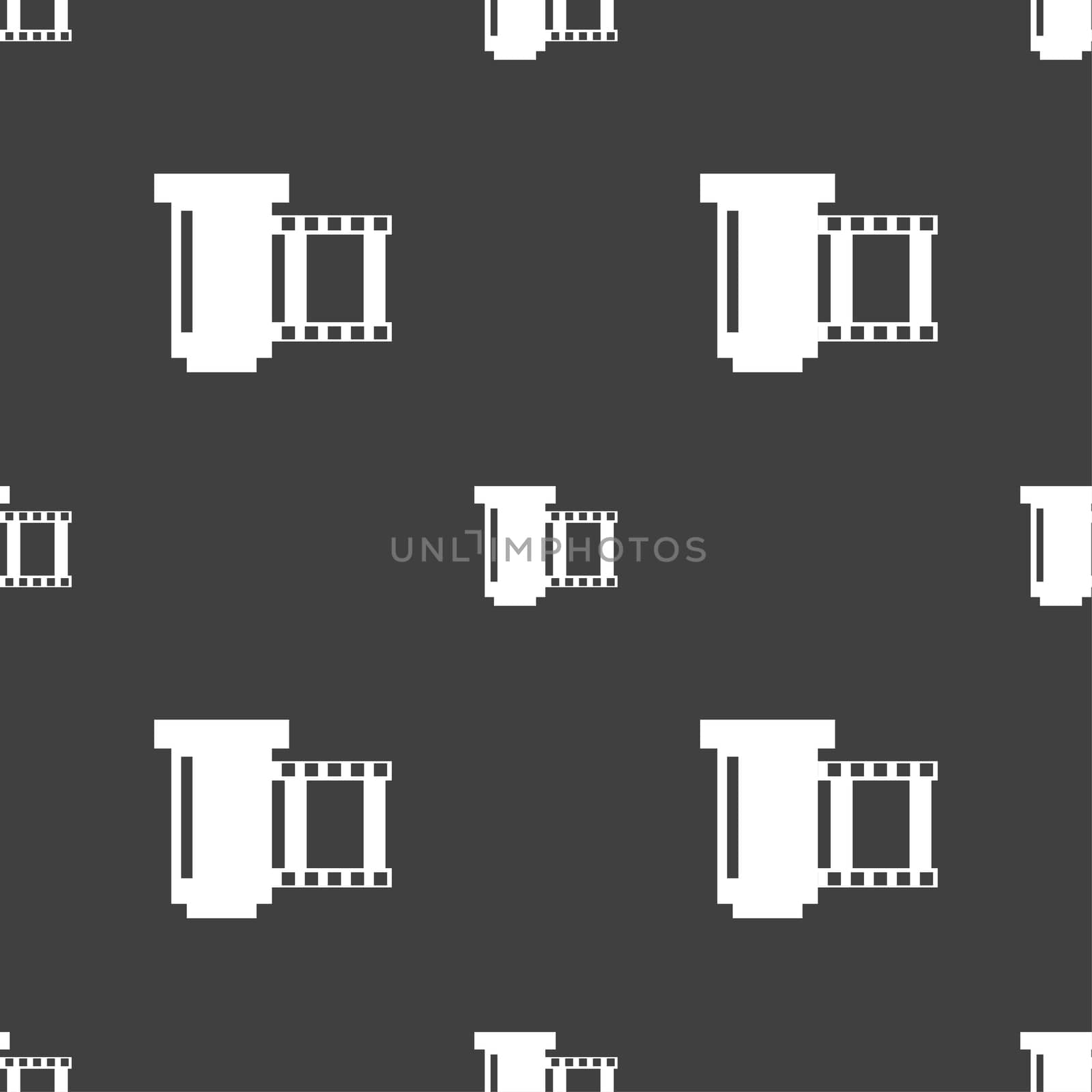 negative films icon symbol. Seamless pattern on a gray background.  by serhii_lohvyniuk