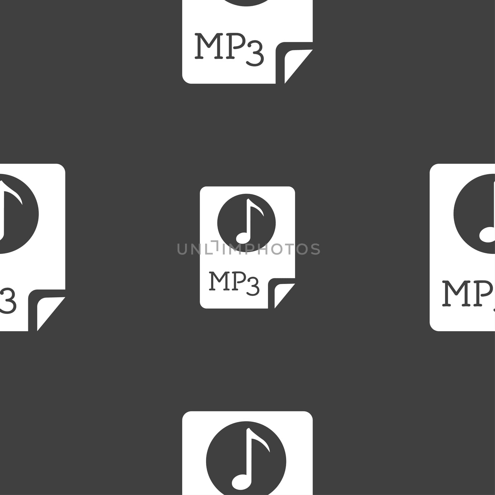 Audio, MP3 file icon sign. Seamless pattern on a gray background.  by serhii_lohvyniuk