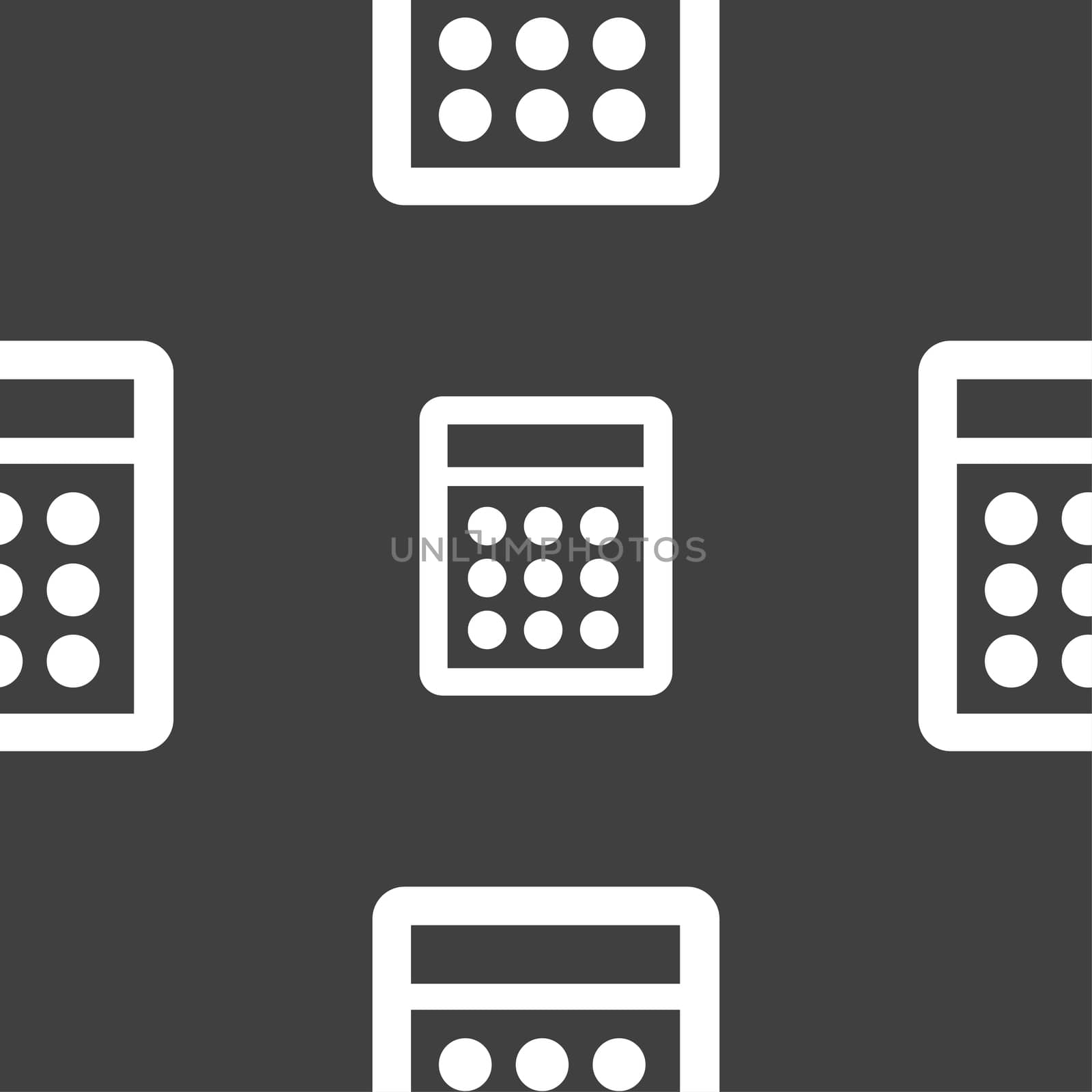 Calculator sign icon. Bookkeeping symbol. Seamless pattern on a gray background.  by serhii_lohvyniuk