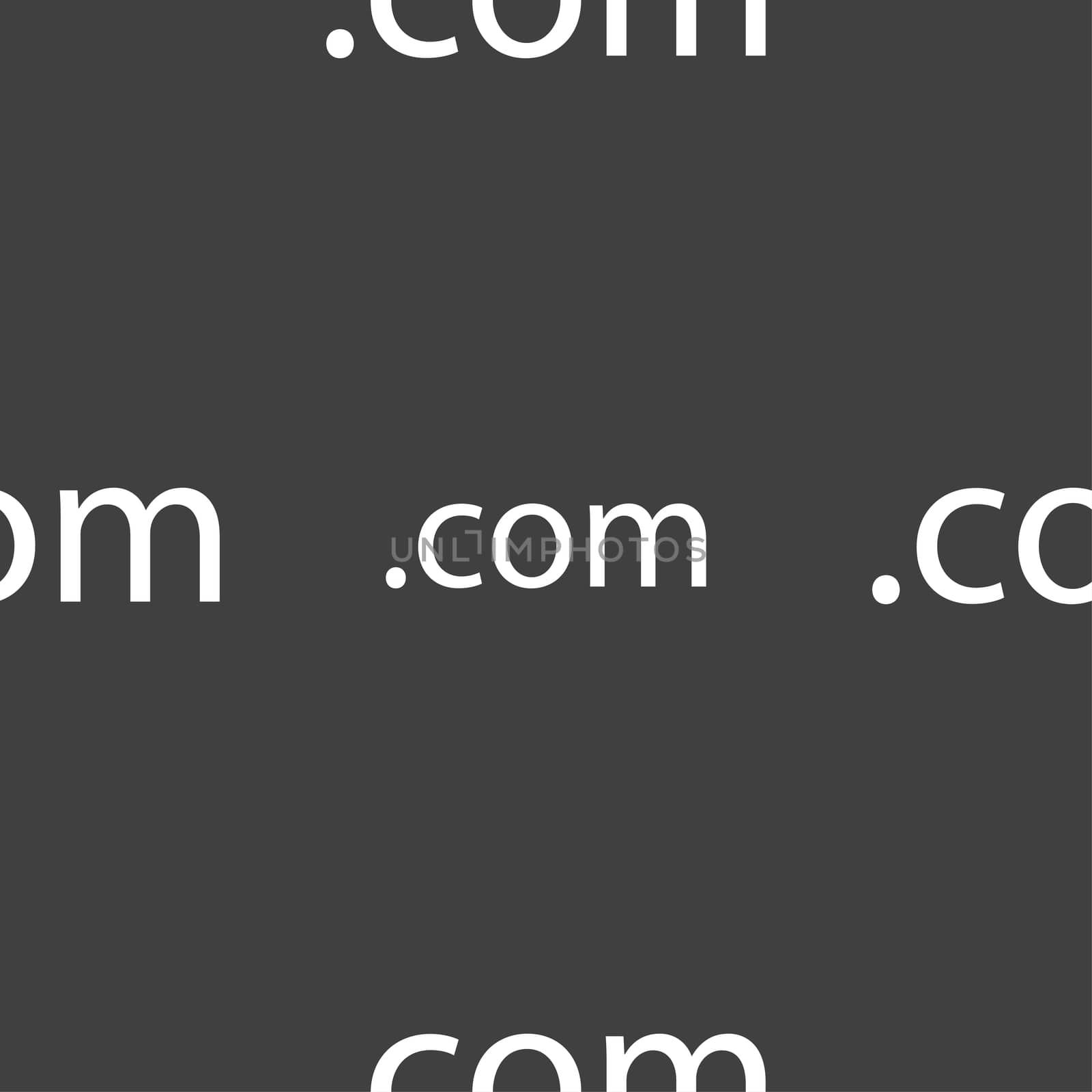 Domain COM sign icon. Top-level internet domain symbol. Seamless pattern on a gray background.  by serhii_lohvyniuk