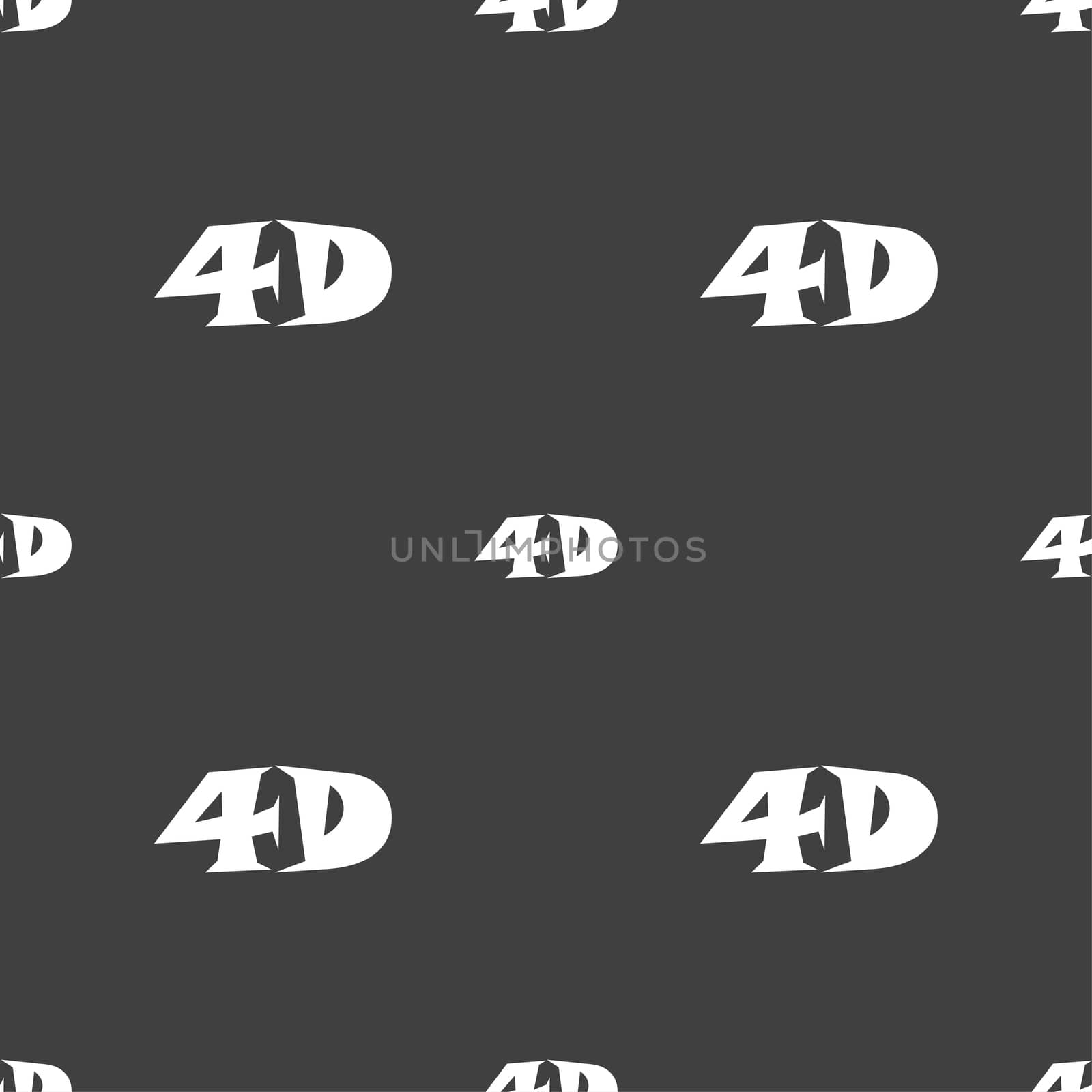 4D sign icon. 4D-New technology symbol. Seamless pattern on a gray background.  by serhii_lohvyniuk