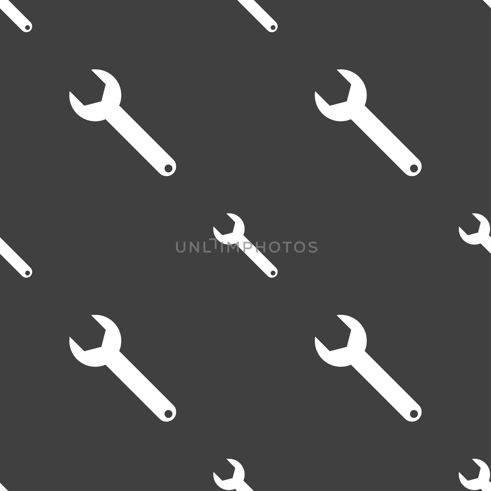 Wrench key sign icon. Service tool symbol. Seamless pattern on a gray background.  by serhii_lohvyniuk