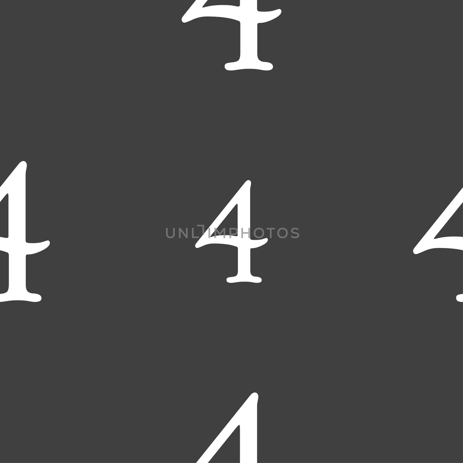 number four icon sign. Seamless pattern on a gray background. illustration