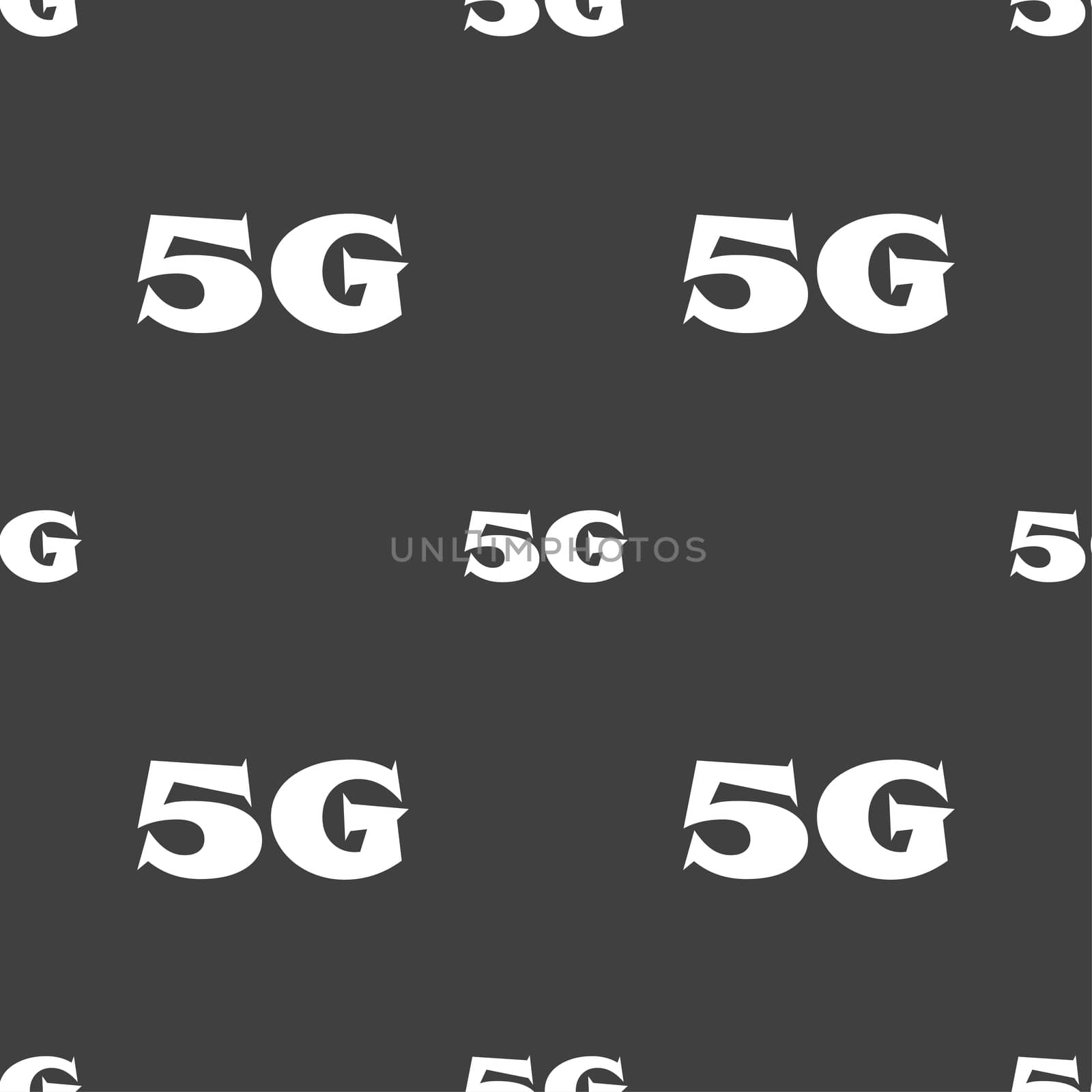 5G sign icon. Mobile telecommunications technology symbol. Seamless pattern on a gray background.  by serhii_lohvyniuk