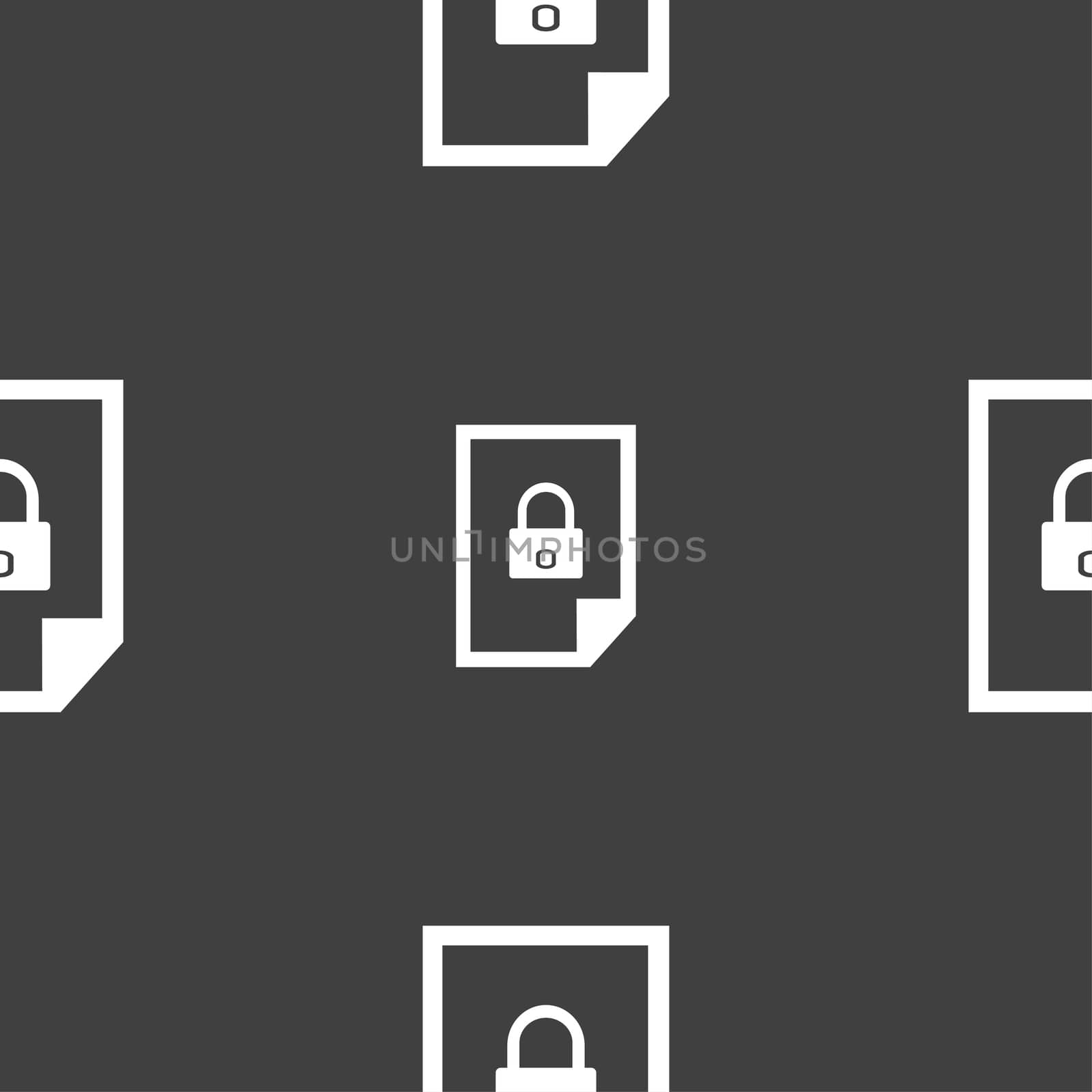 File locked icon sign. Seamless pattern on a gray background. illustration