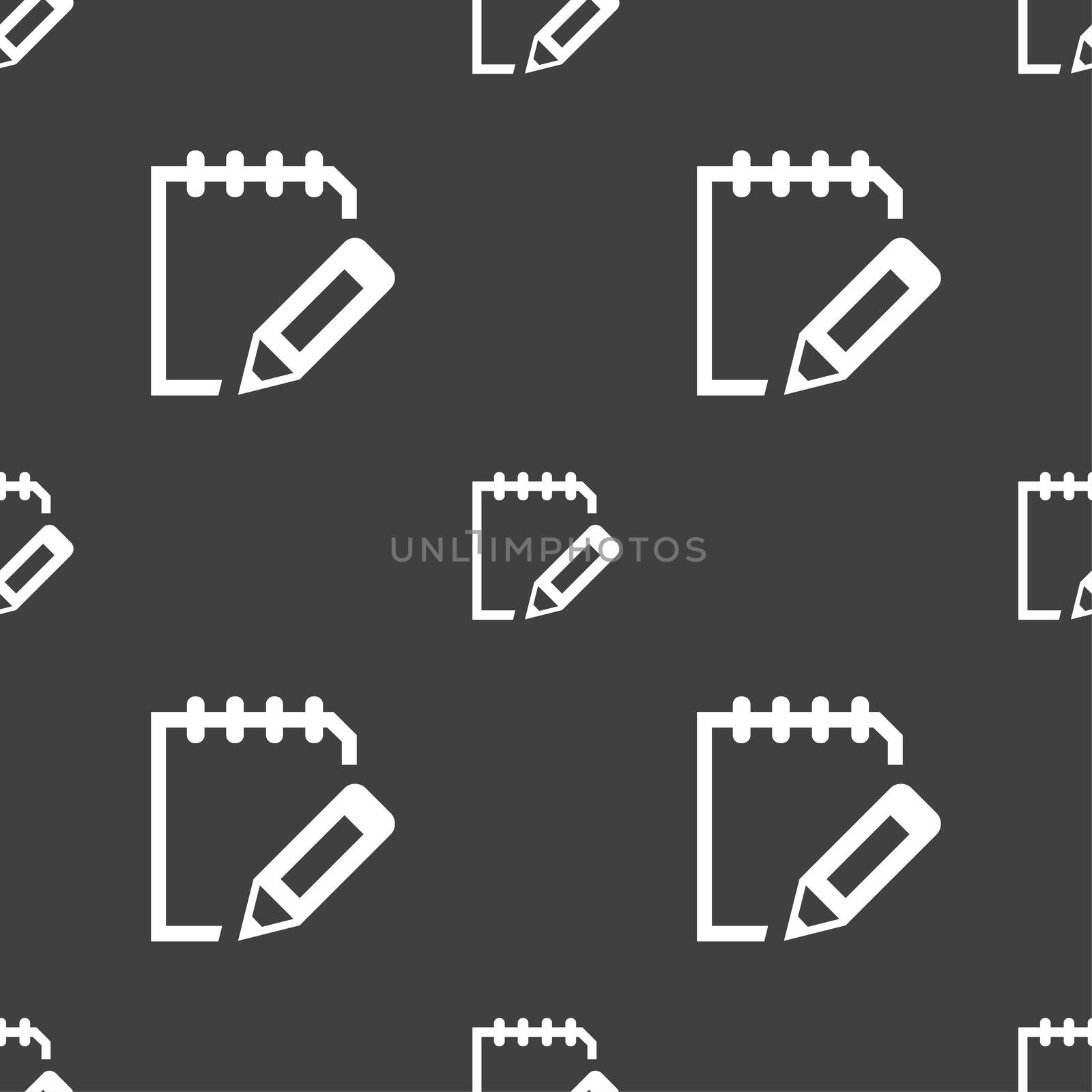 Edit document sign icon. Seamless pattern on a gray background.  by serhii_lohvyniuk