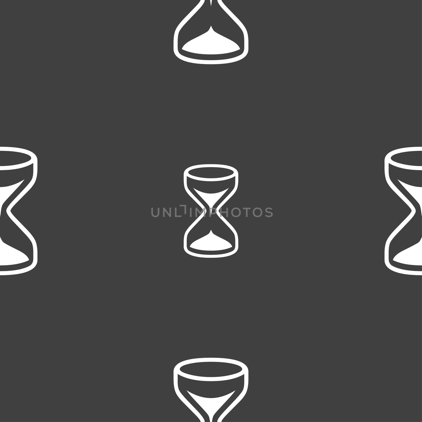 Hourglass sign icon. Sand timer symbol. Seamless pattern on a gray background.  by serhii_lohvyniuk