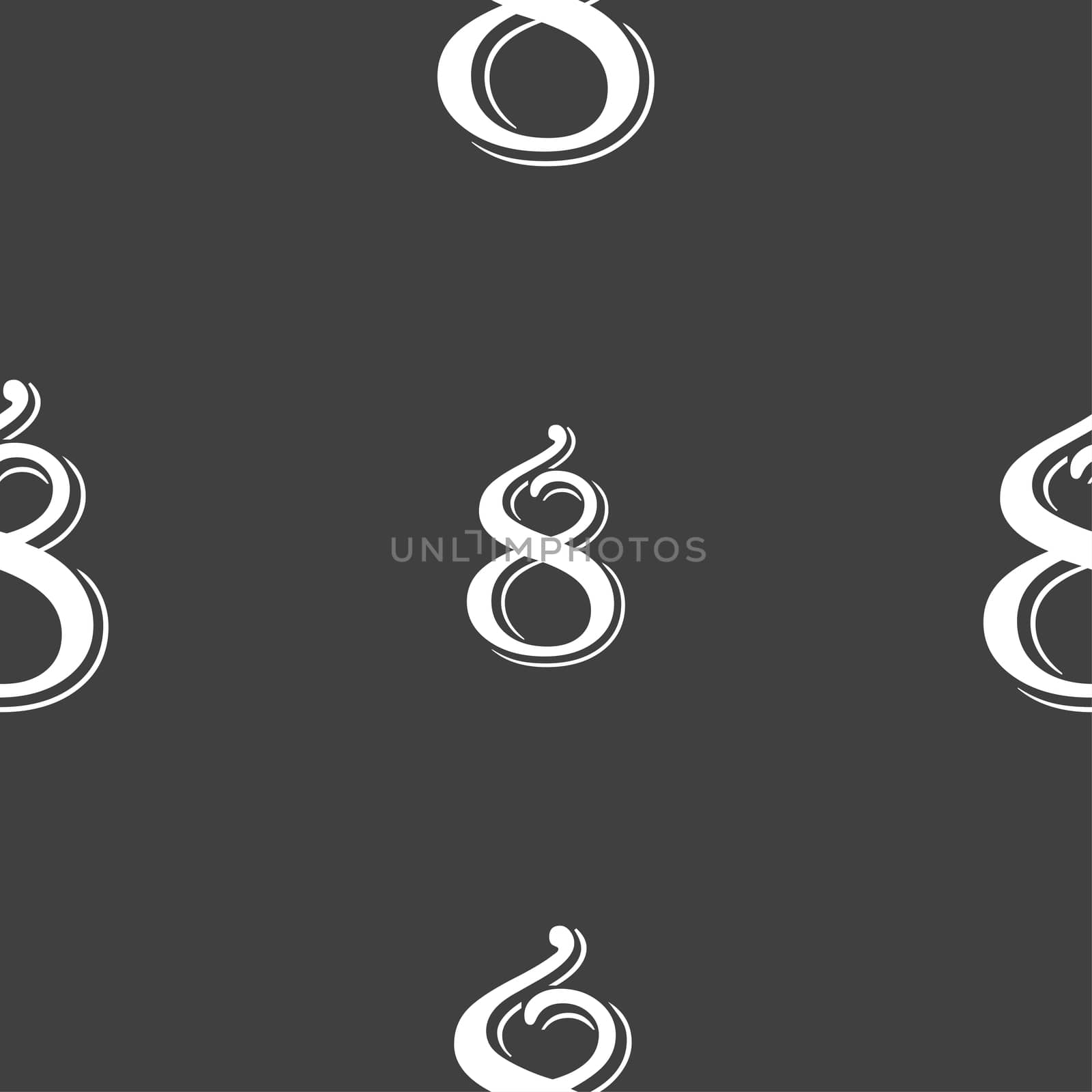 number Eight icon sign. Seamless pattern on a gray background.  by serhii_lohvyniuk