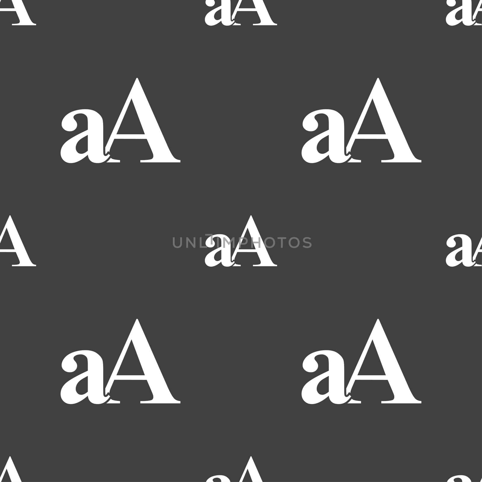 Enlarge font, aA icon sign. Seamless pattern on a gray background. illustration