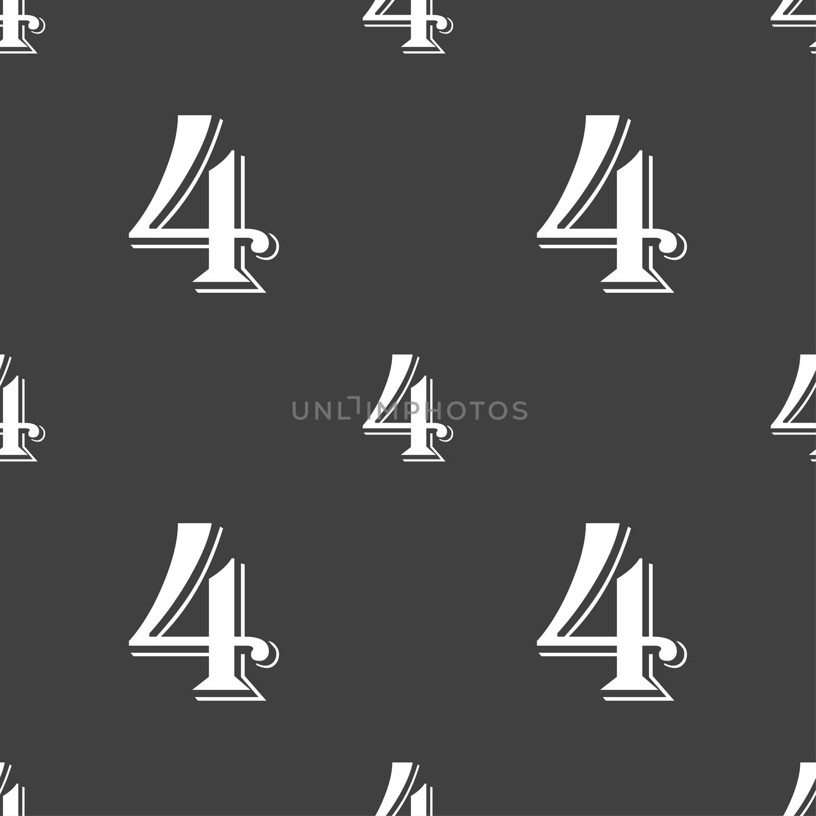 number four icon sign. Seamless pattern on a gray background. illustration