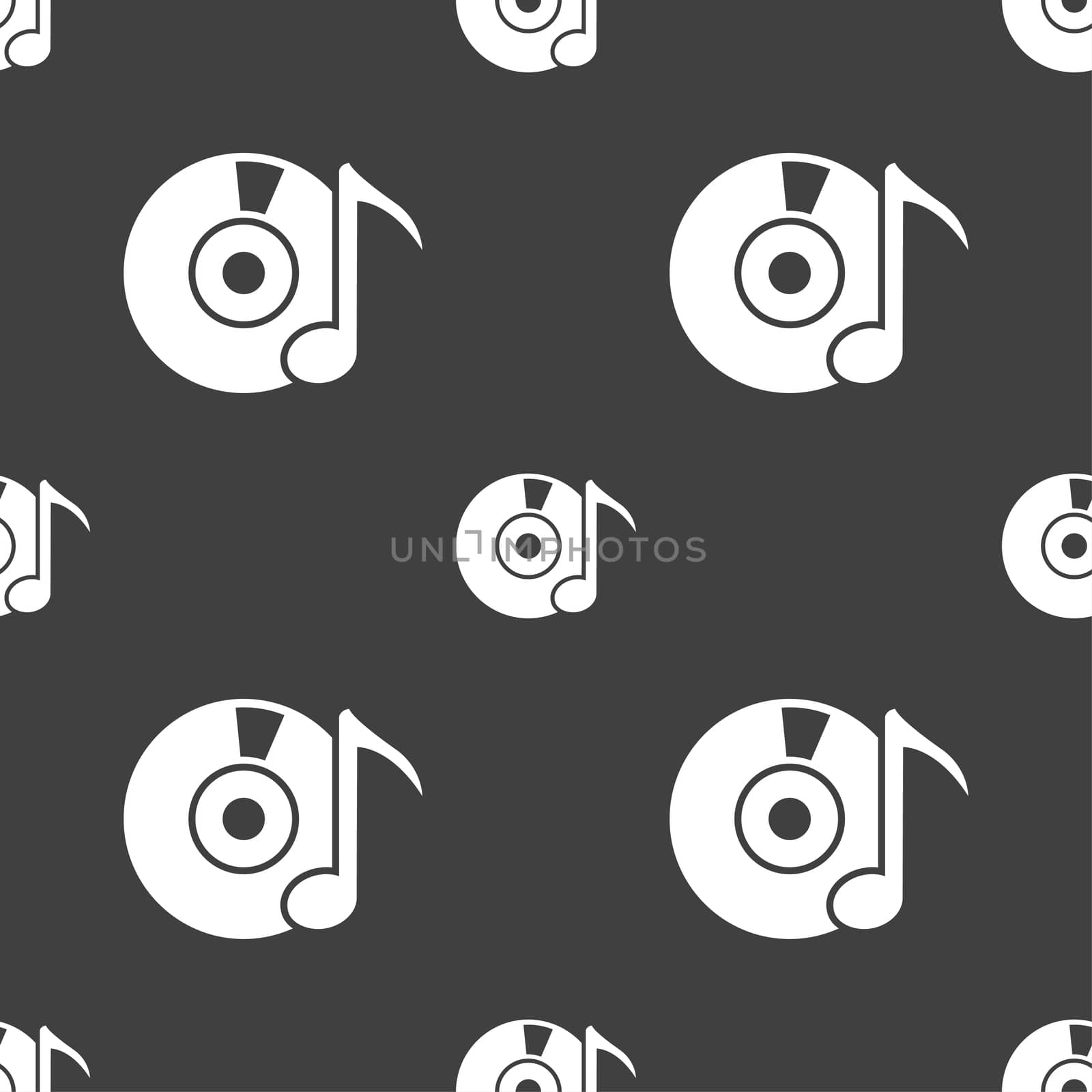 CD or DVD icon sign. Seamless pattern on a gray background.  by serhii_lohvyniuk