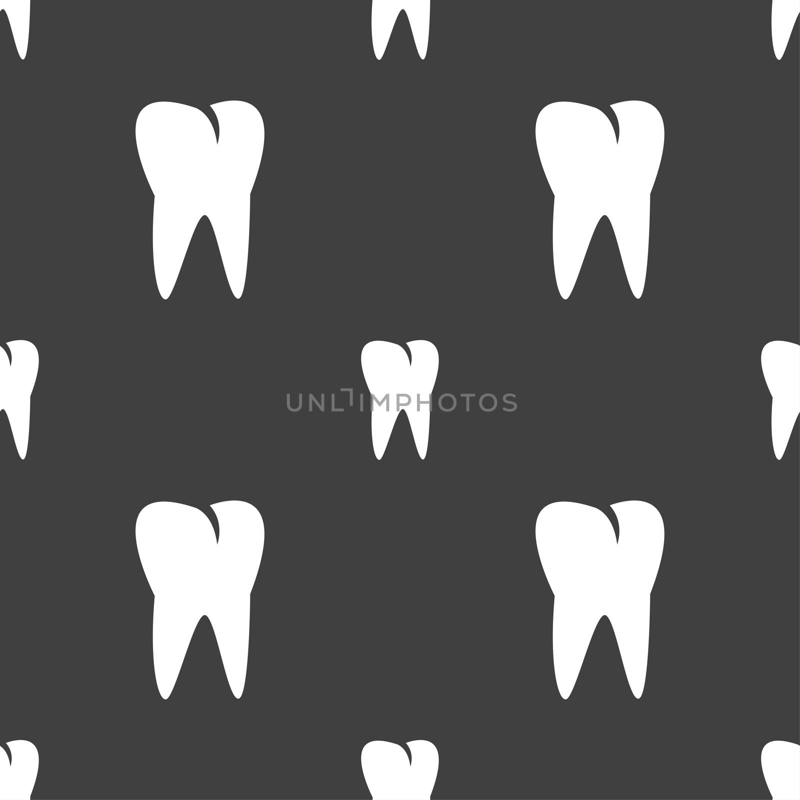tooth icon. Seamless pattern on a gray background.  by serhii_lohvyniuk