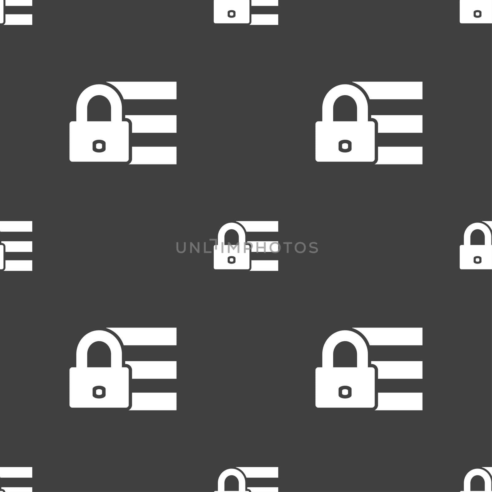 Lock, login icon sign. Seamless pattern on a gray background. illustration