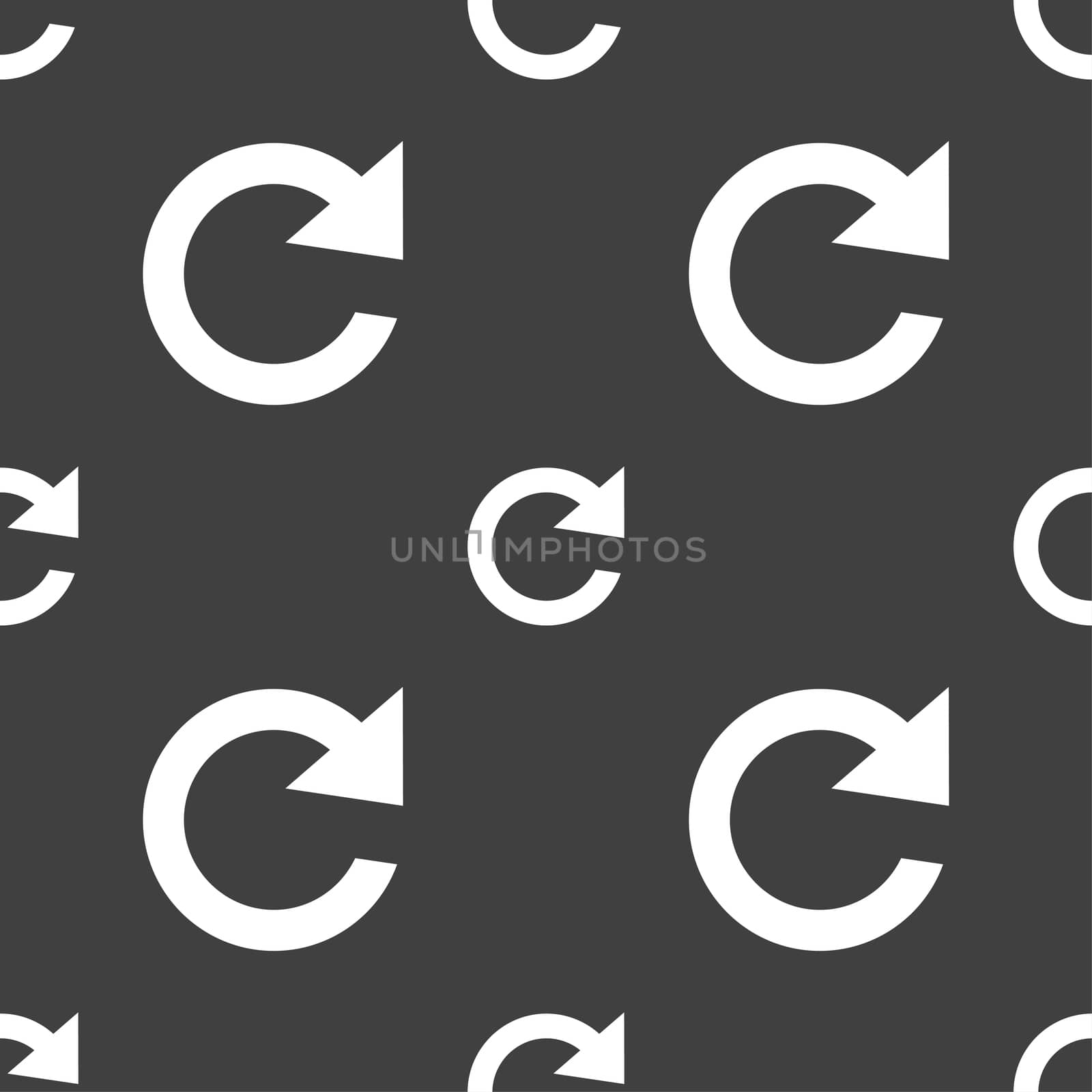 update sign icon. Full rotation arrow symbol. Seamless pattern on a gray background. illustration