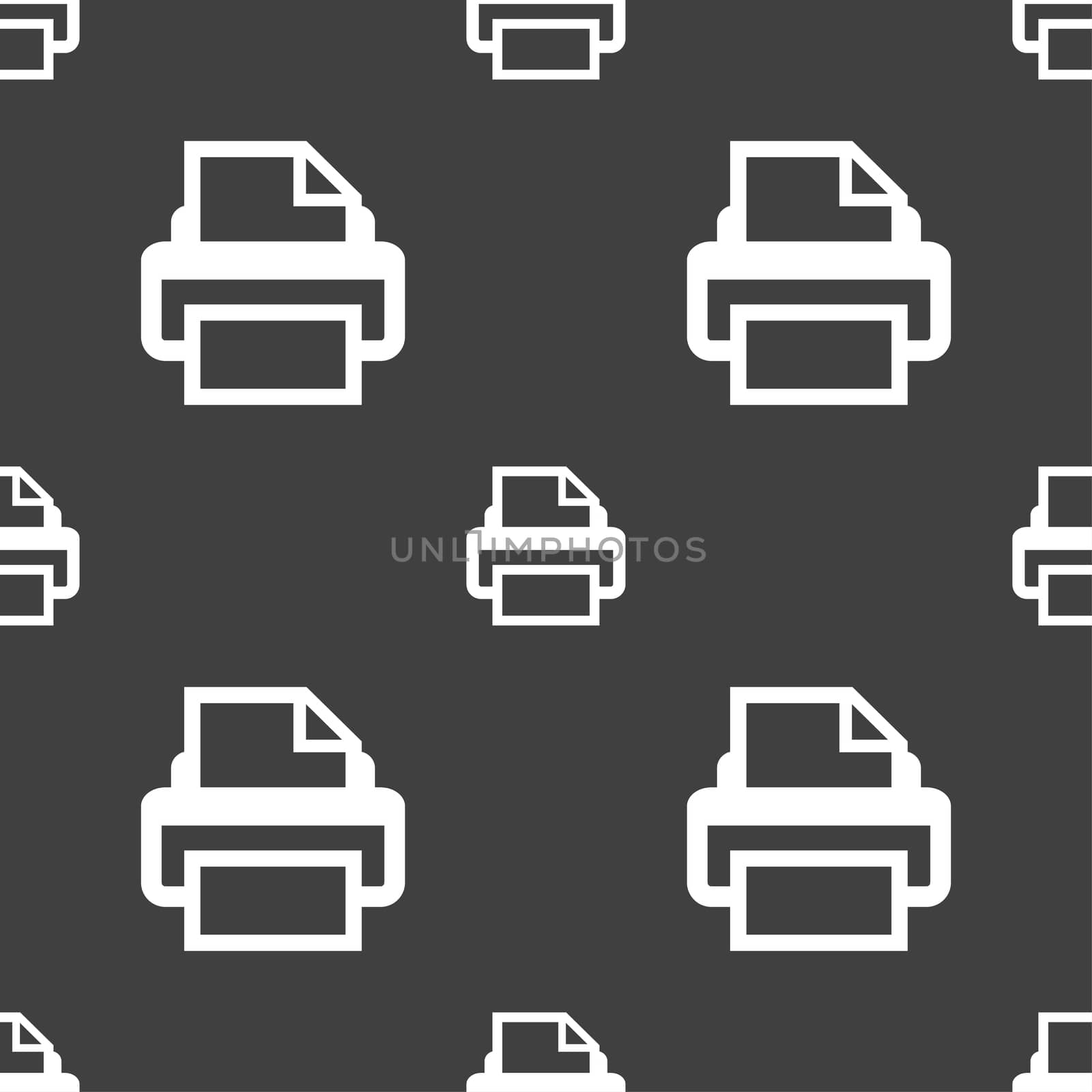 Print sign icon. Printing symbol. Seamless pattern on a gray background. illustration