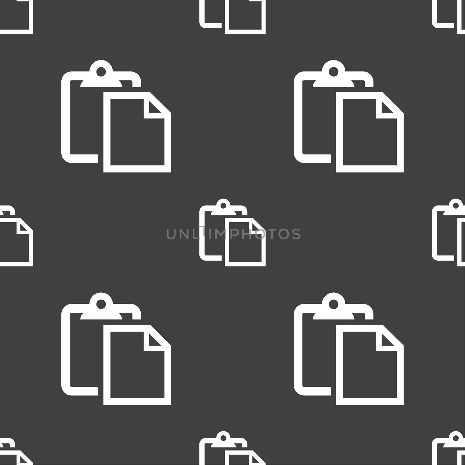 Edit document sign icon. Seamless pattern on a gray background. illustration