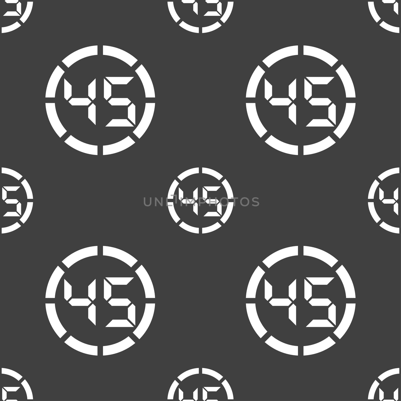 45 second stopwatch icon sign. Seamless pattern on a gray background.  by serhii_lohvyniuk