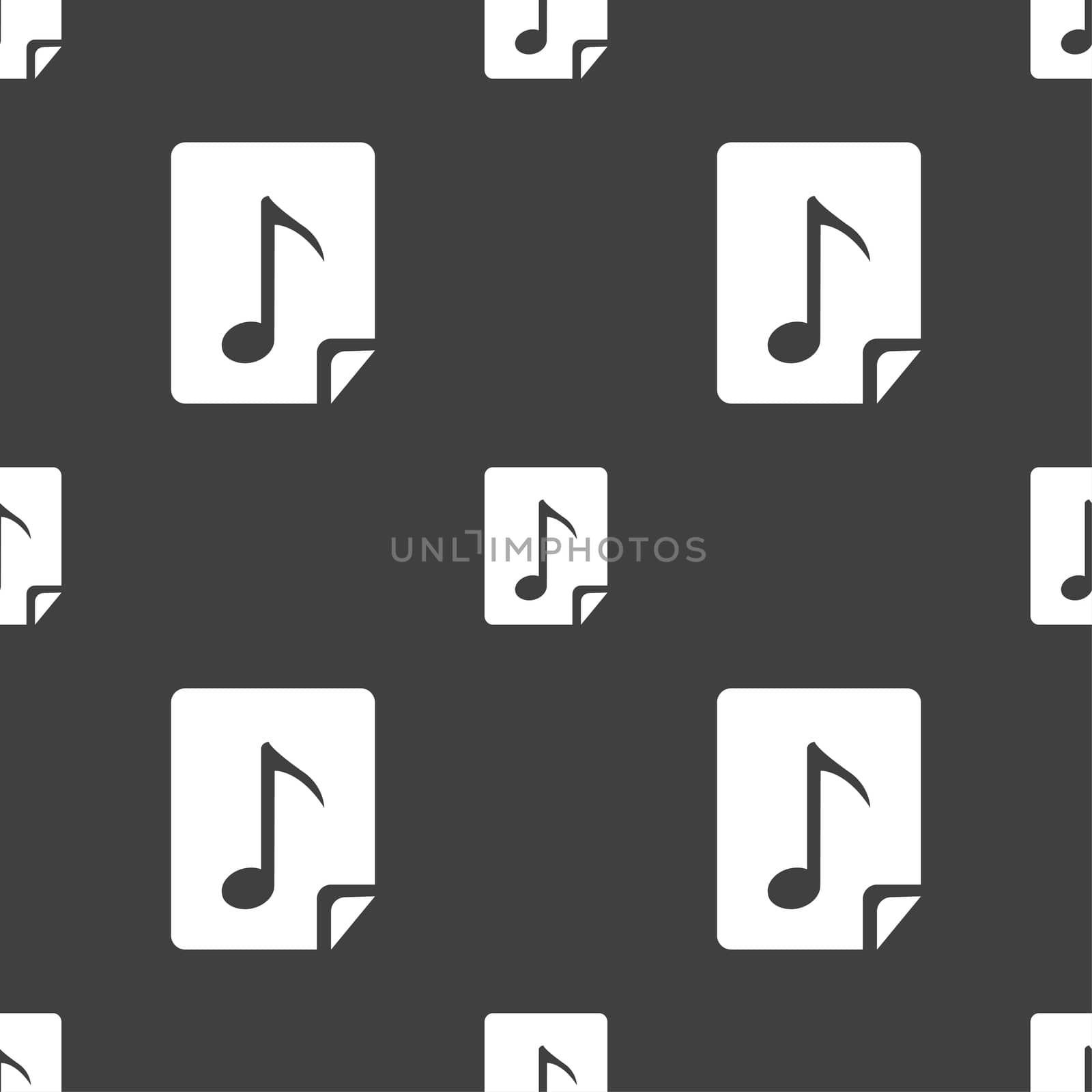 Audio, MP3 file icon sign. Seamless pattern on a gray background.  by serhii_lohvyniuk