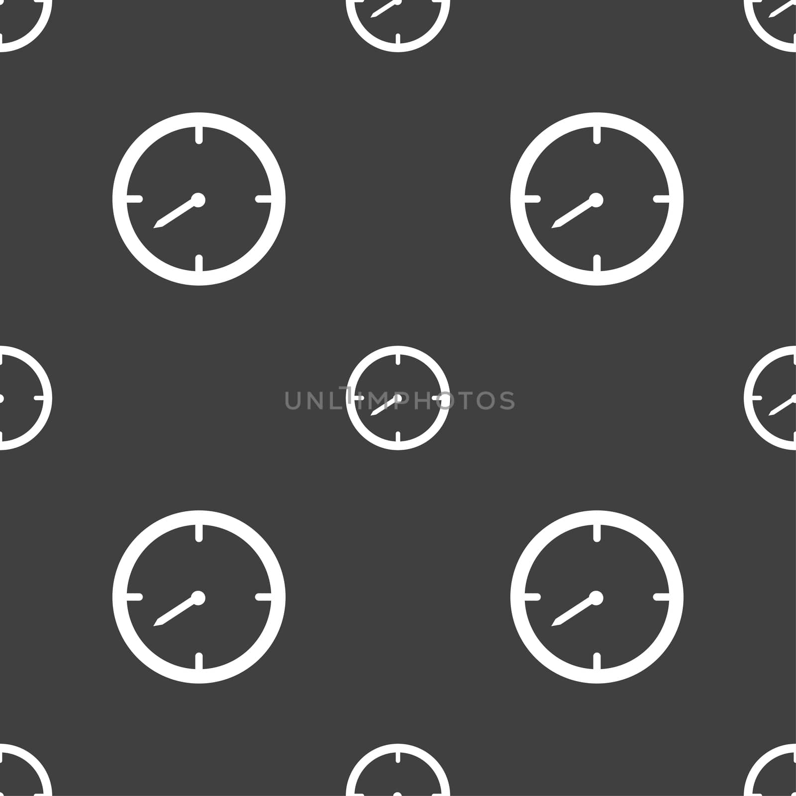 Timer sign icon. Stopwatch symbol. Seamless pattern on a gray background.  by serhii_lohvyniuk