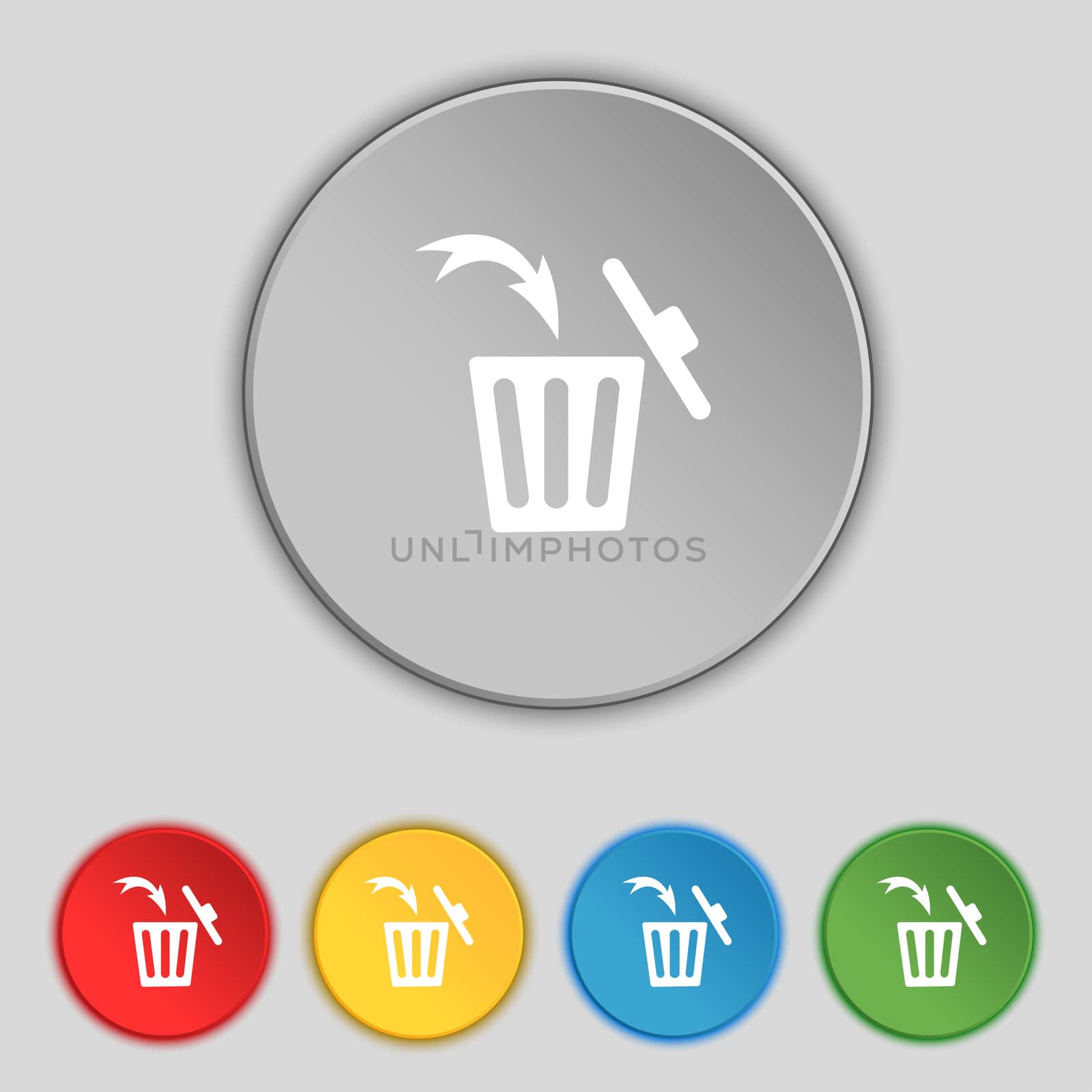 Recycle bin sign icon. Bins symbol. Set colourful buttons. illustration