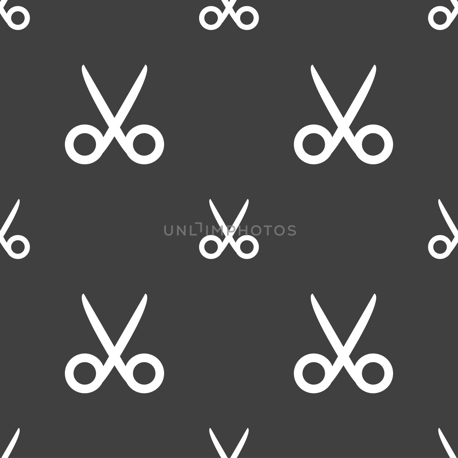 Scissors hairdresser sign icon. Tailor symbol. Seamless pattern on a gray background. illustration