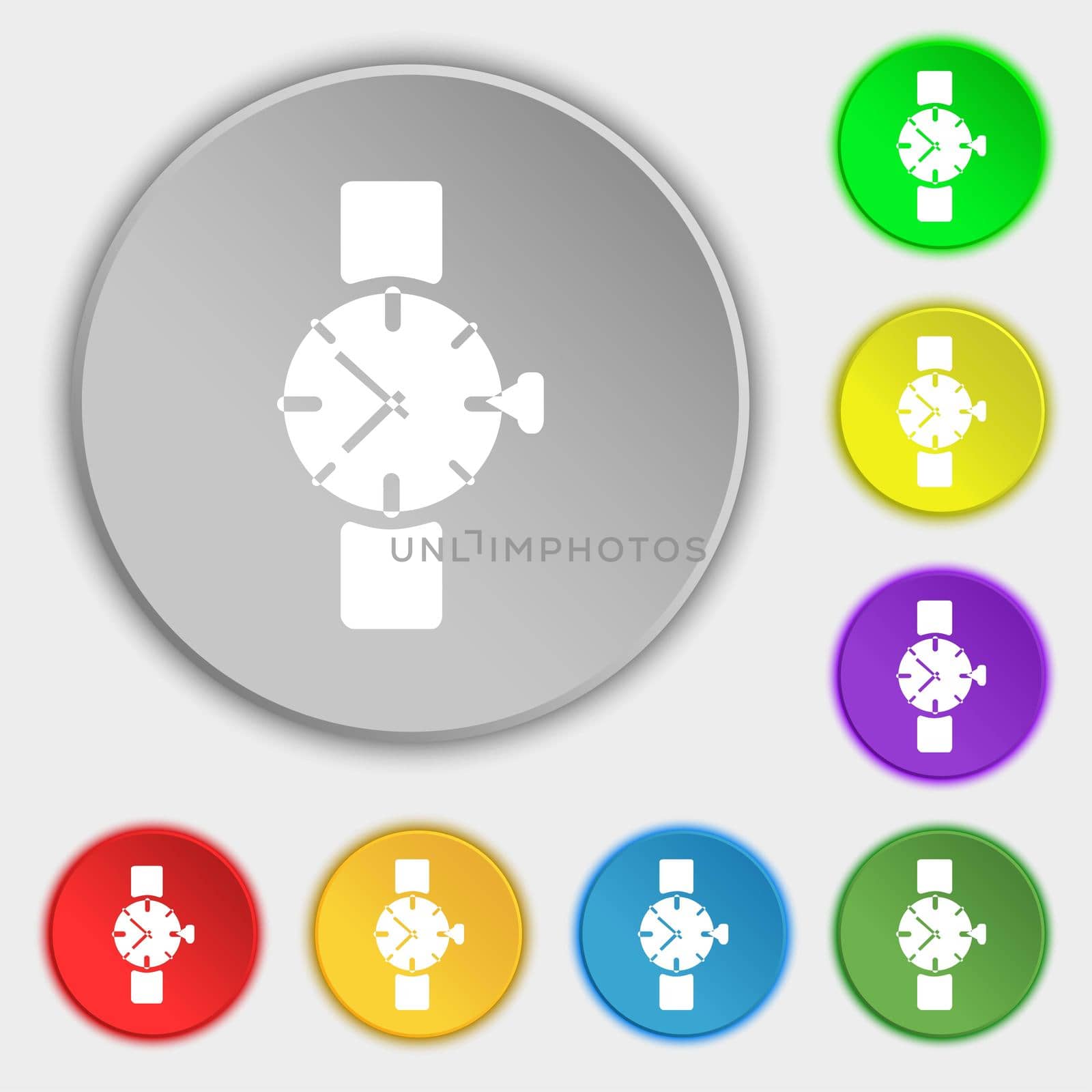 watches icon symbol . Symbols on eight flat buttons.  by serhii_lohvyniuk