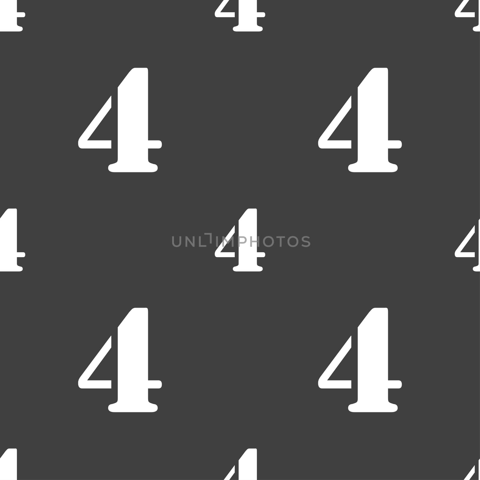 number four icon sign. Seamless pattern on a gray background. illustration