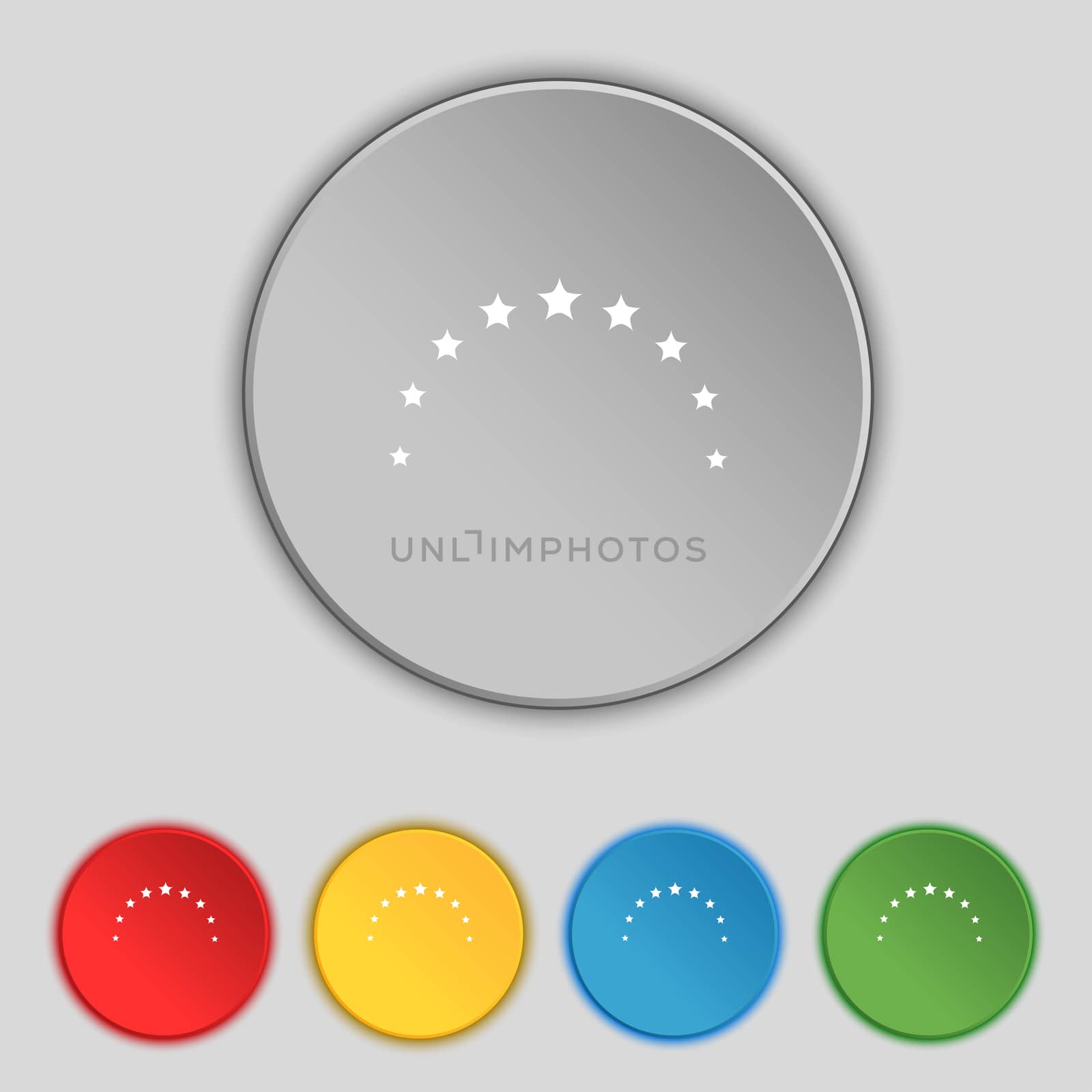 Star sign icon. Favorite button. Navigation symbol. Set colourful buttons illustration