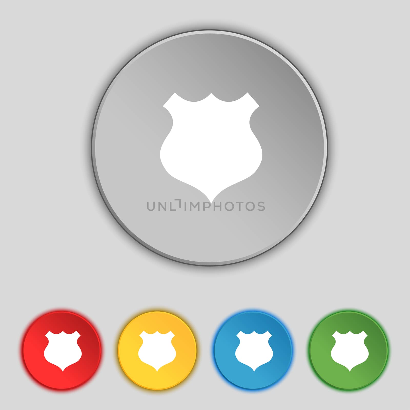 Shield sign icon. Protection symbol. Set colourful buttons.  by serhii_lohvyniuk