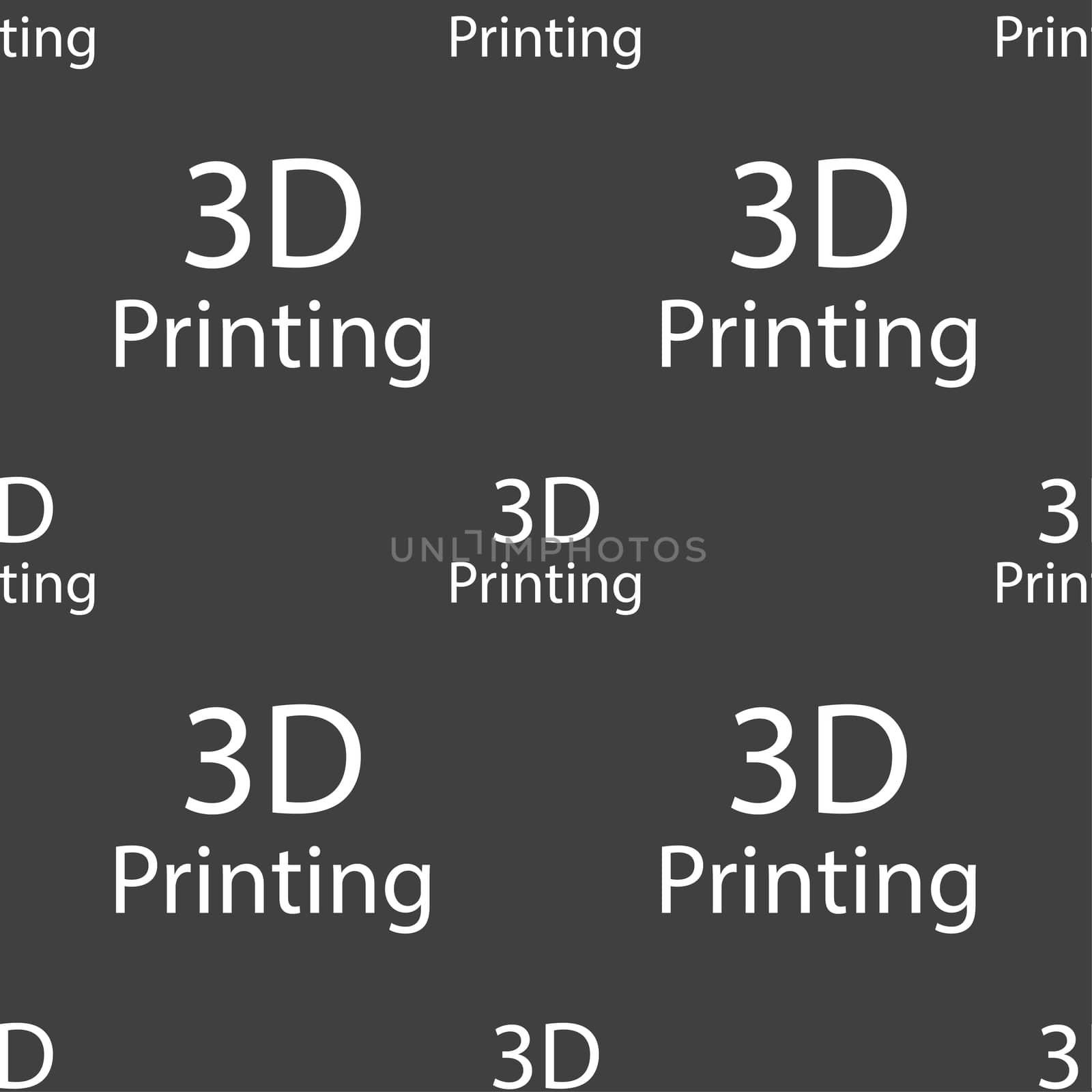 3D Print sign icon. 3d-Printing symbol. Seamless pattern on a gray background.  by serhii_lohvyniuk