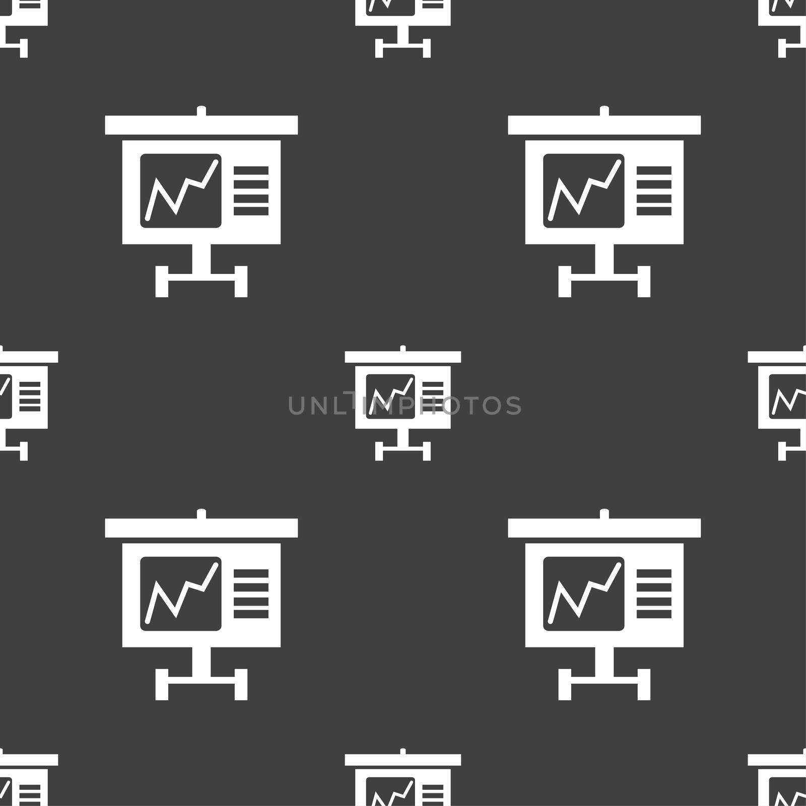 Graph icon sign. Seamless pattern on a gray background.  by serhii_lohvyniuk