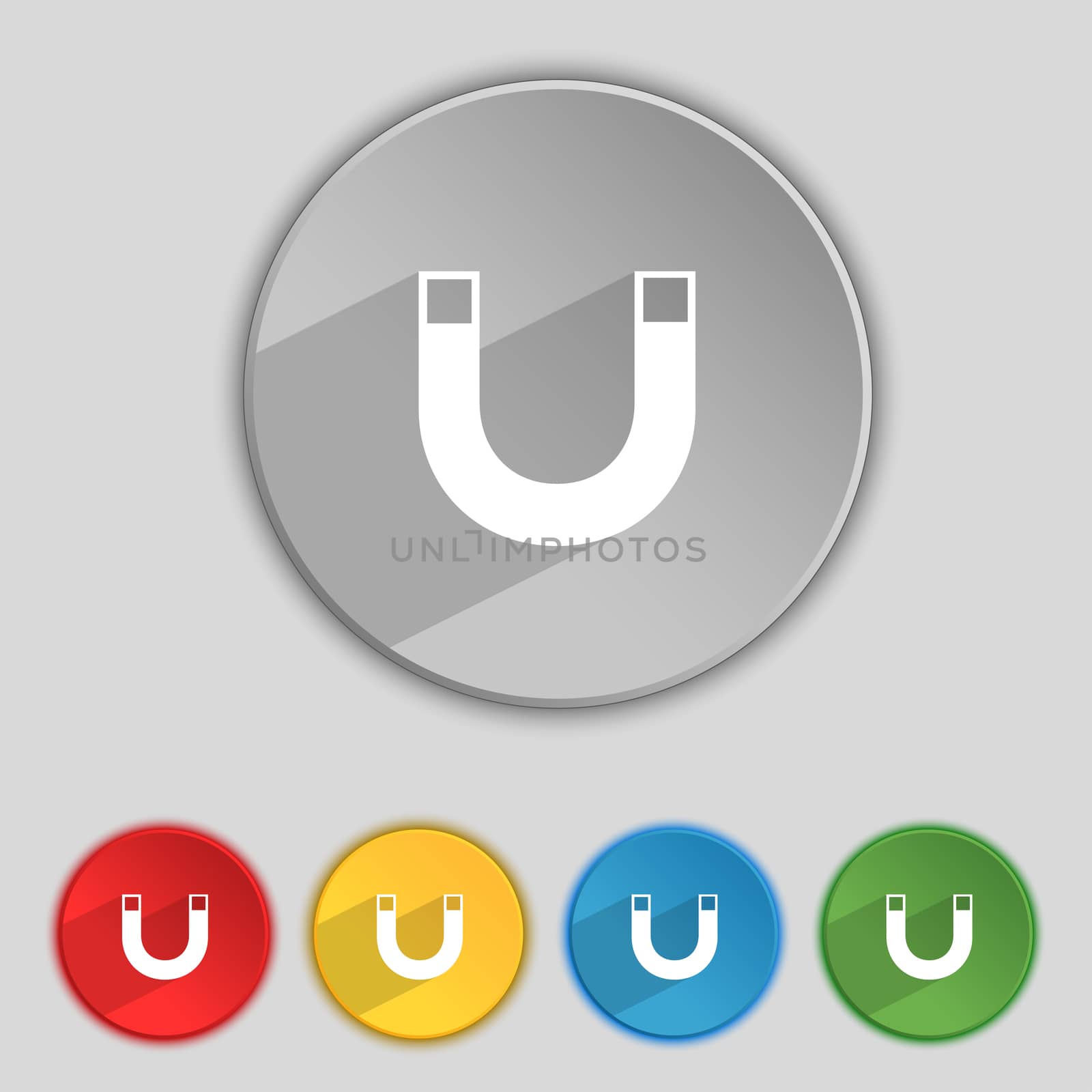 magnet sign icon. horseshoe it symbol. Repair sign. Set of colored buttons  by serhii_lohvyniuk